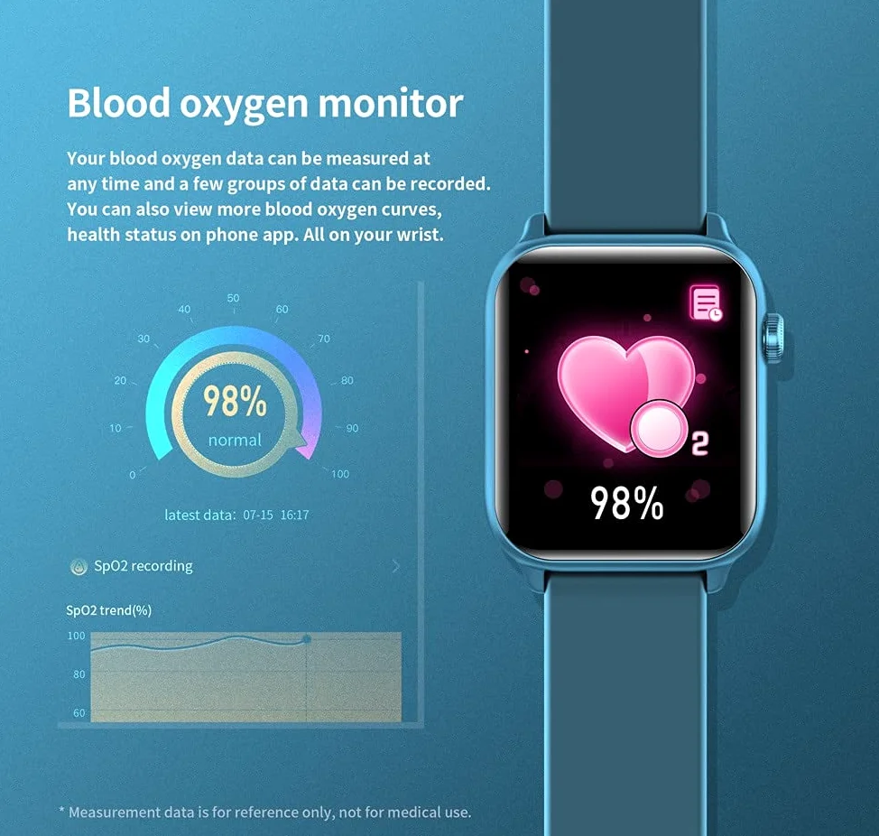 Reloj inteligente, rastreador de actividad física, medición de temperatura impermeable IP68, monitor de frecuencia cardíaca, pulsera deportiva para Android iOS (rosa)