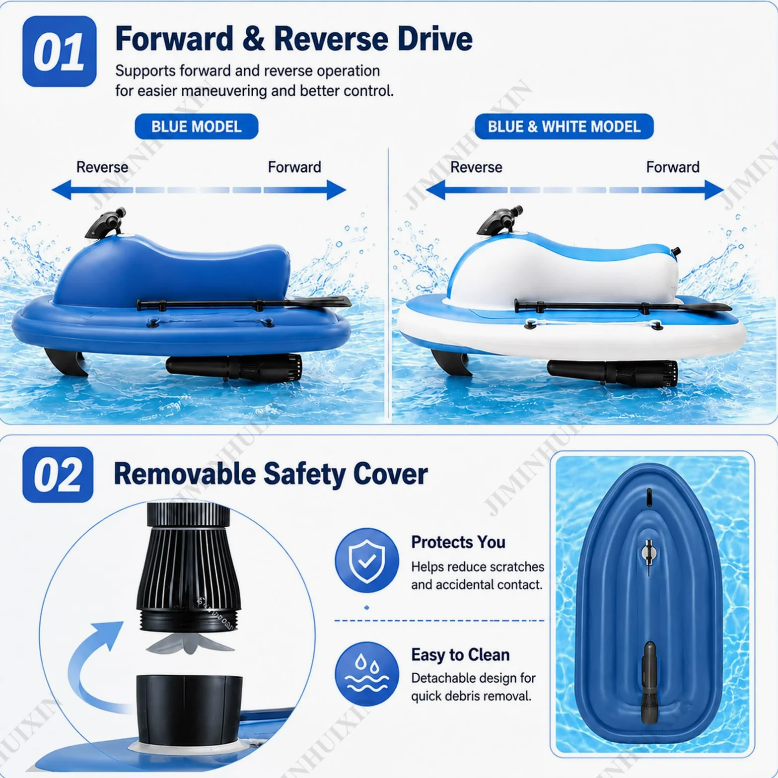 Motor 500w/700w Brushless Moto De Agua Hinchable, Propulsor AcuáTico, Lancha Hinchable Electrica De Verano 150/200kg, Profundidad 30 M, Potente HéLice para Surf, Pesca Y Buceo para Adulto