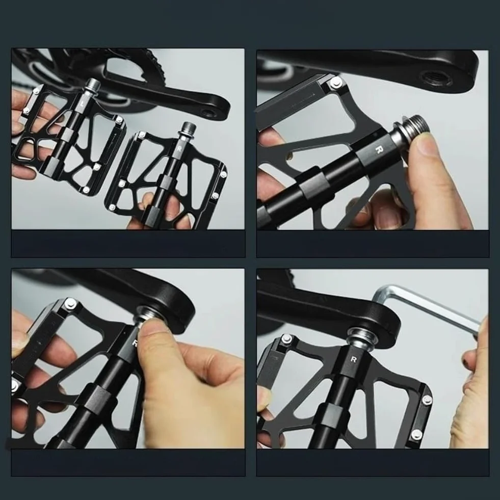 Honseadek Pedales de bicicleta, plataforma de 9/16 pulgadas de ancho con 3 rodamientos sellados, aleación CNC Alusmallum antideslizante para bicicletas plegables de carretera de montaña, color