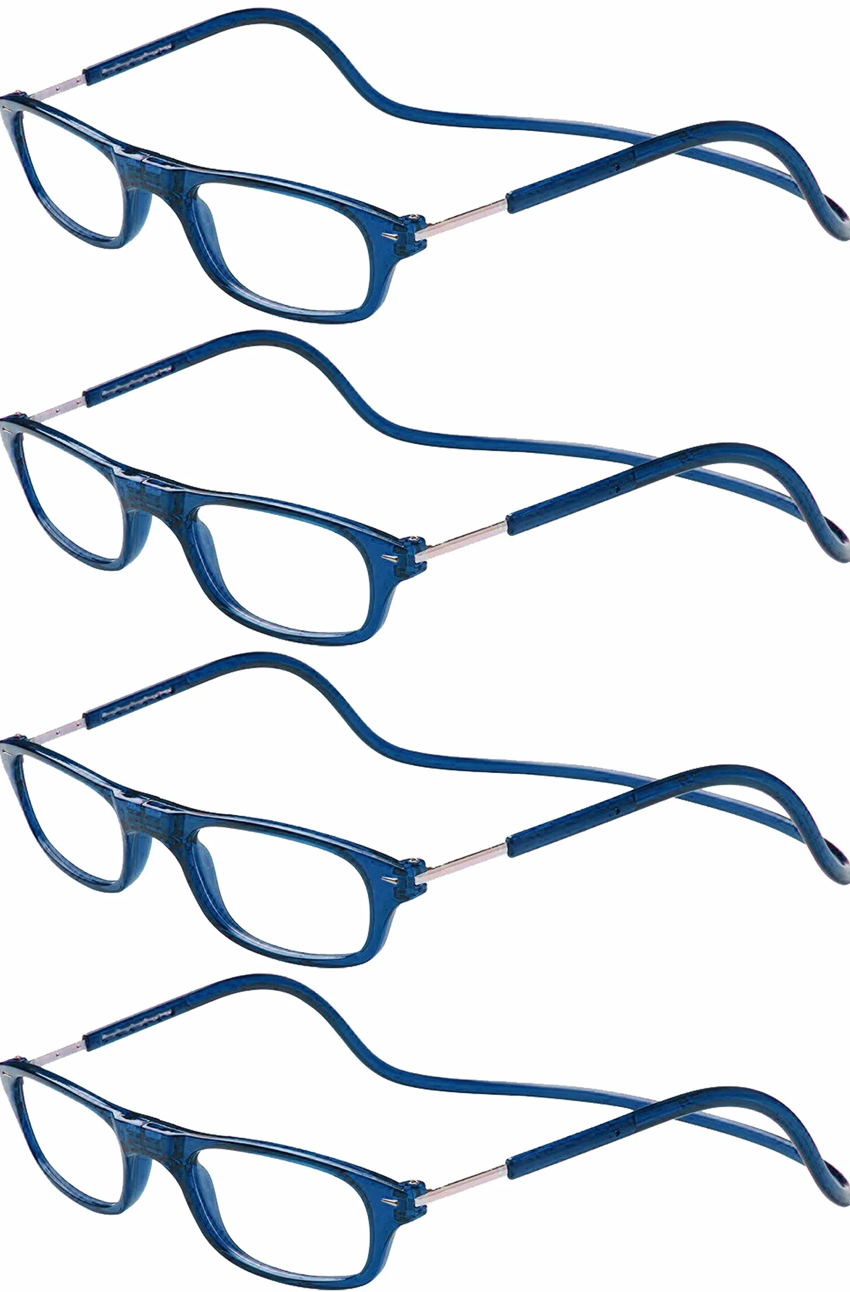 Gafas de Lectura Presbicia +1.50 Dioptrías Pack 4 Unidades Montura Azul Graduadas Hombre Mujer Regulables Plegables Imantadas
