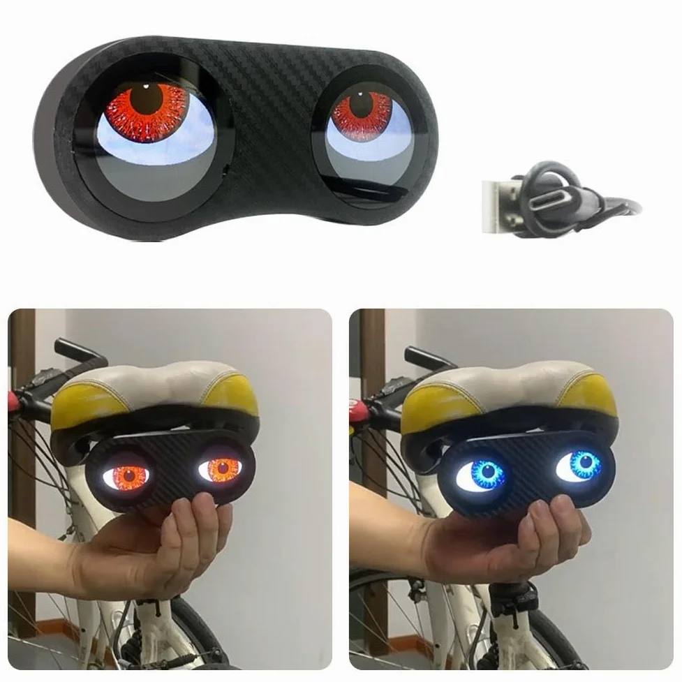 Luz trasera de la bicicleta de los ojos del demonio, luces traseras de la bicicleta de los ojos programables impermeables, luz trasera de la bicicleta de los ojos del diablo recargable USB inteligente