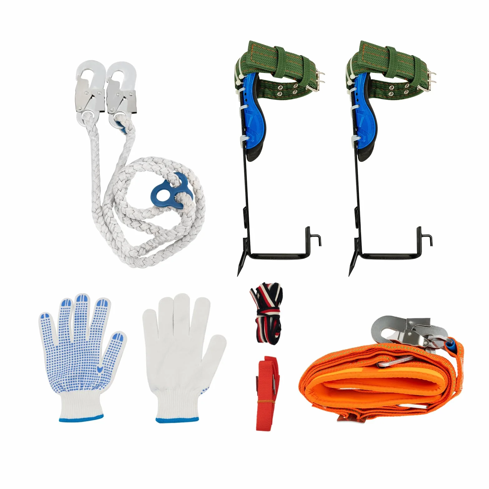 Juego de equipo para escalada de árboles, 1 par de equipos de escalada de árboles, 100 kg, cuerda de sujeción, crampones, pinchos con cinta de seguridad