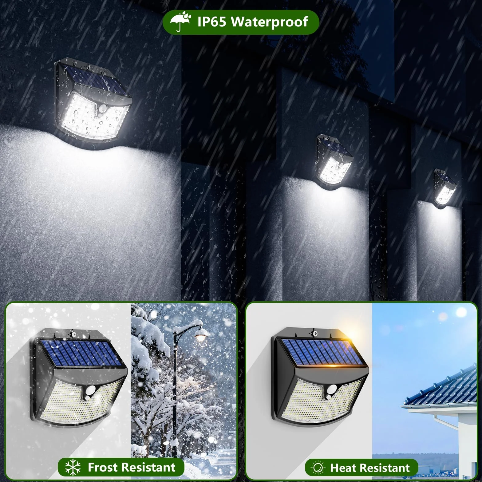 Focos LED Exterior Solares 2 Paquete IP65 Impermeable Sensor Movimiento Blanco Frío