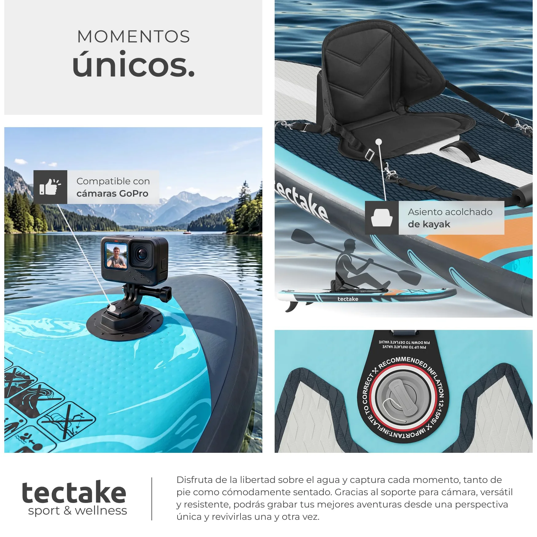 tectake® Tabla de Paddle Surf Hinchable