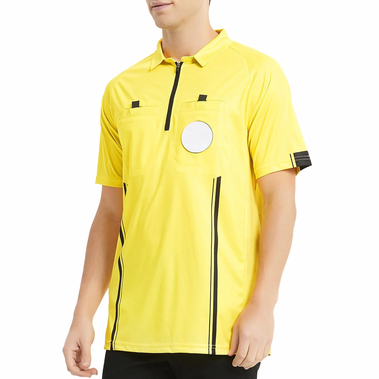 TopTie Camiseta Manga Corta Camisetas árbitro Disfraz Deporte Ropa Camisetas fútbol Polo T-Shirts con Dos bosillos Cremallera 1/4