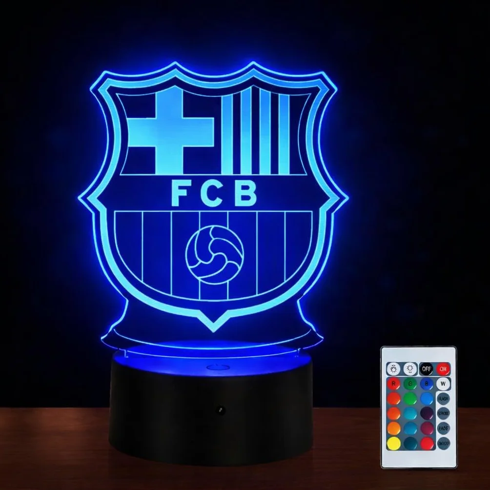 Lámpara 3D Fútbol LED 16 Colores con Mando a Distancia, Control Táctil y USB para Niños
