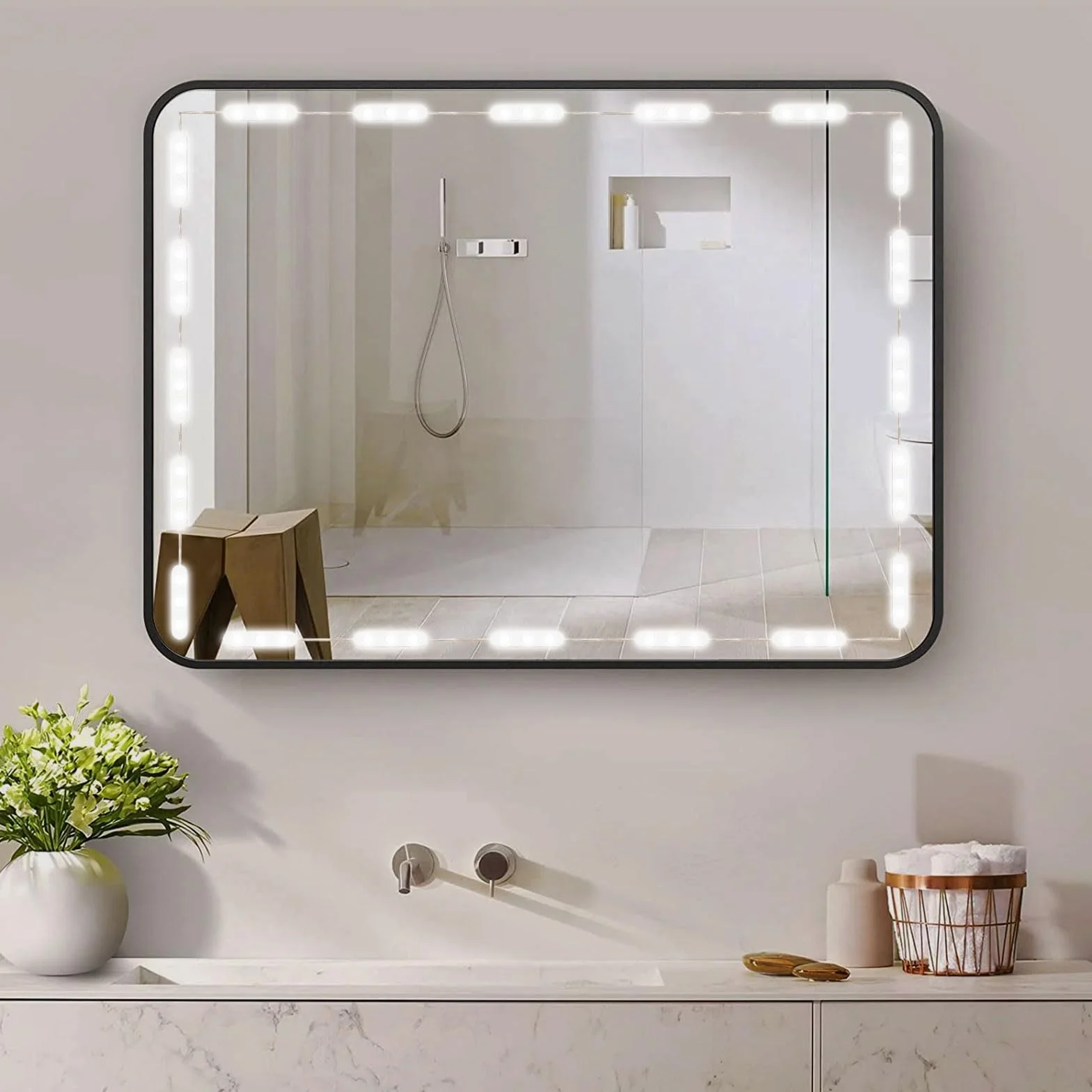 Luces LED de Espejo 5M 60 LED 3 Colores Ajustable Maquillaje Tocador Armario