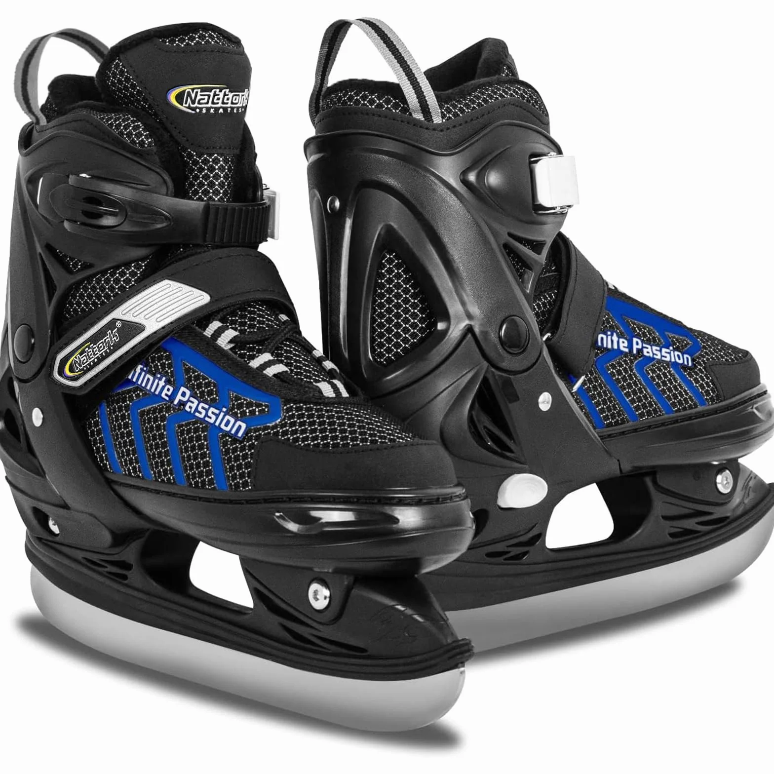 Nattork Patines de Hielo Ajustables para niños, Soporte Reforzado Tobillo Hockey