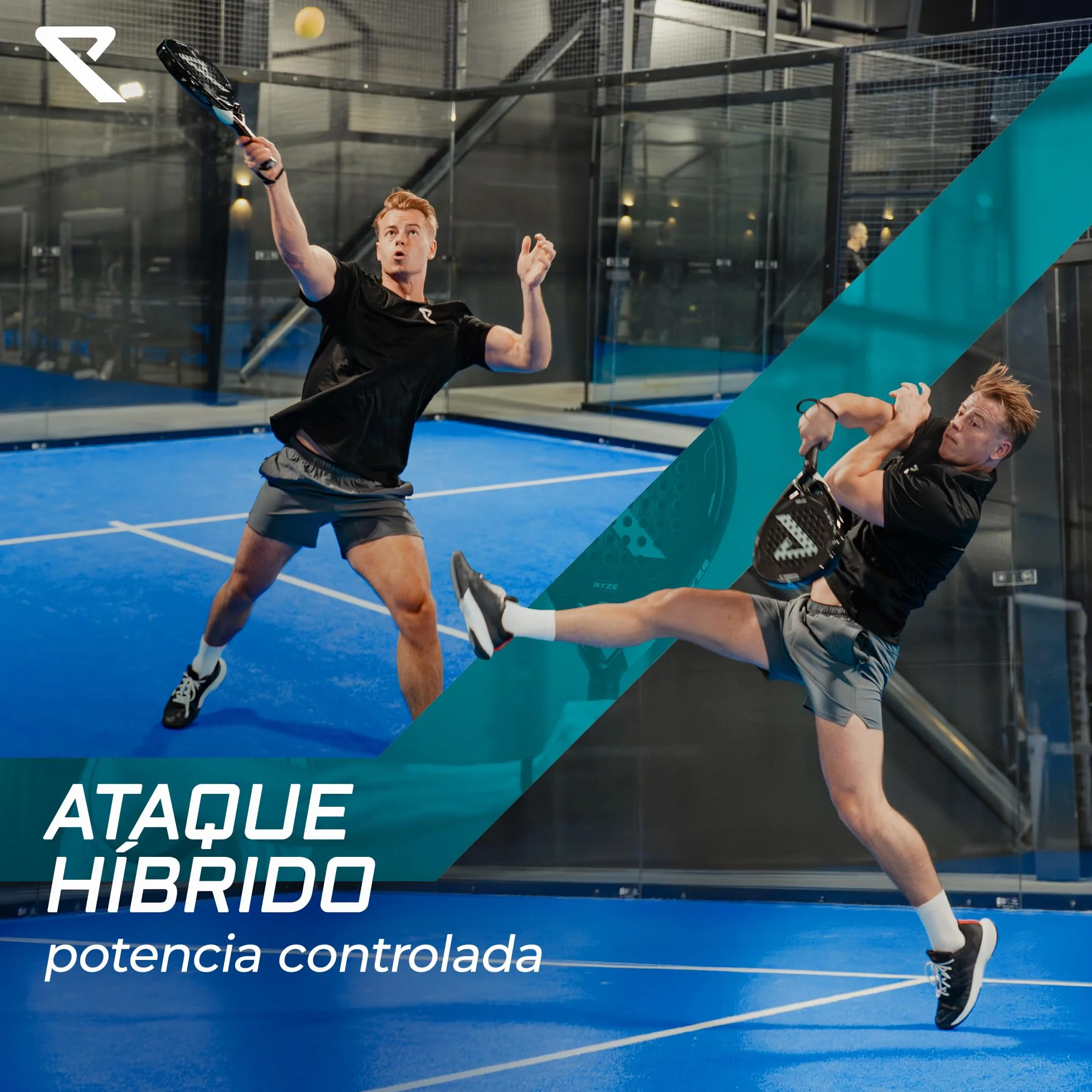 RYZE Hydra Pala de Padel 100% Fibra de Carbono - Máxima Potencia y Control - Raqueta de Padel 365g con Espuma EVA-18 Flex - Unisex Pala de Padel para Hombre y Mujer - Padel Raqueta con Funda Incluido