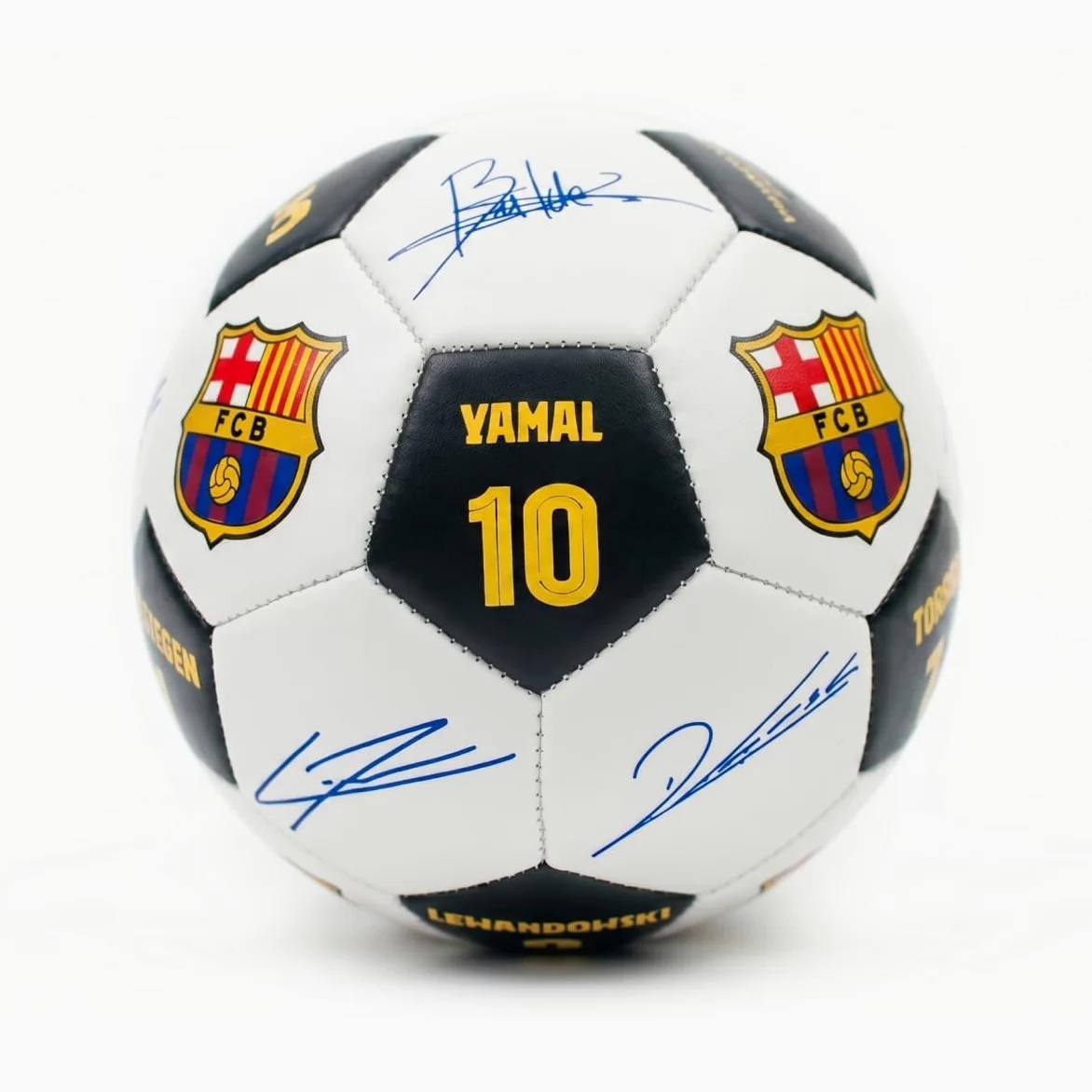 Maccabi Art Balón de fútbol oficial del FC Barcelona con firmas de jugador y números de jugador, talla 5