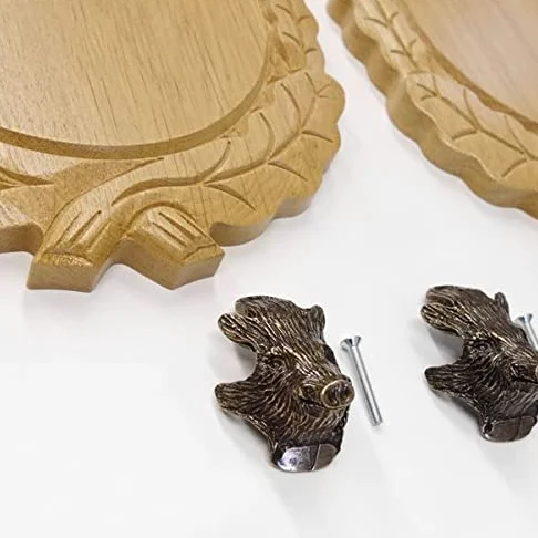 GTK Oferta 3 placas de cuña talladas de roble claro AF 16 cm con 3 cabezas de cuñas, portada grande, tabla de cuñas, cartel para trofeos