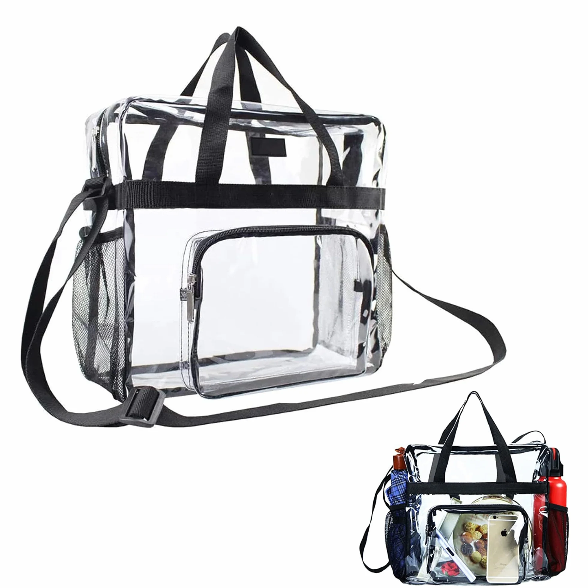 Bolsa transparente Bolsa transparente de PVC BolsaTransparente Aprobada por el Estadio Bolsa de Viaje Portátil de Maquillaje para Trabajo,Juegos Deportivos y Conciertos,30 x 30 x 15cm