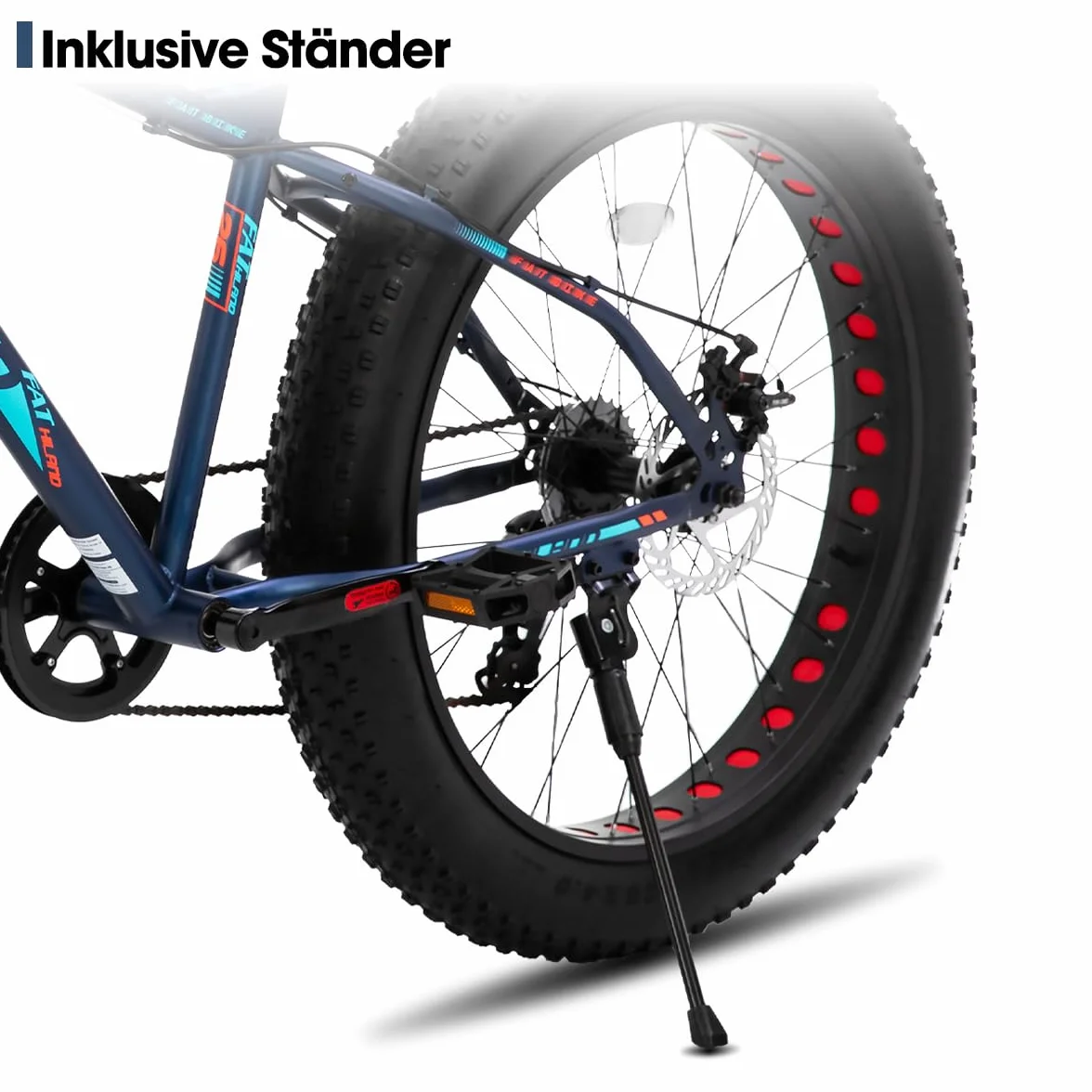 HILAND Bicicleta de Montaña Fat Tire 24/26 Pulgadas, Fat Bike con 7 Velocidades, Doble Freno de Disco, para Niño, Jóvenes y Adultos, Bicicleta para Playa y Ciudad