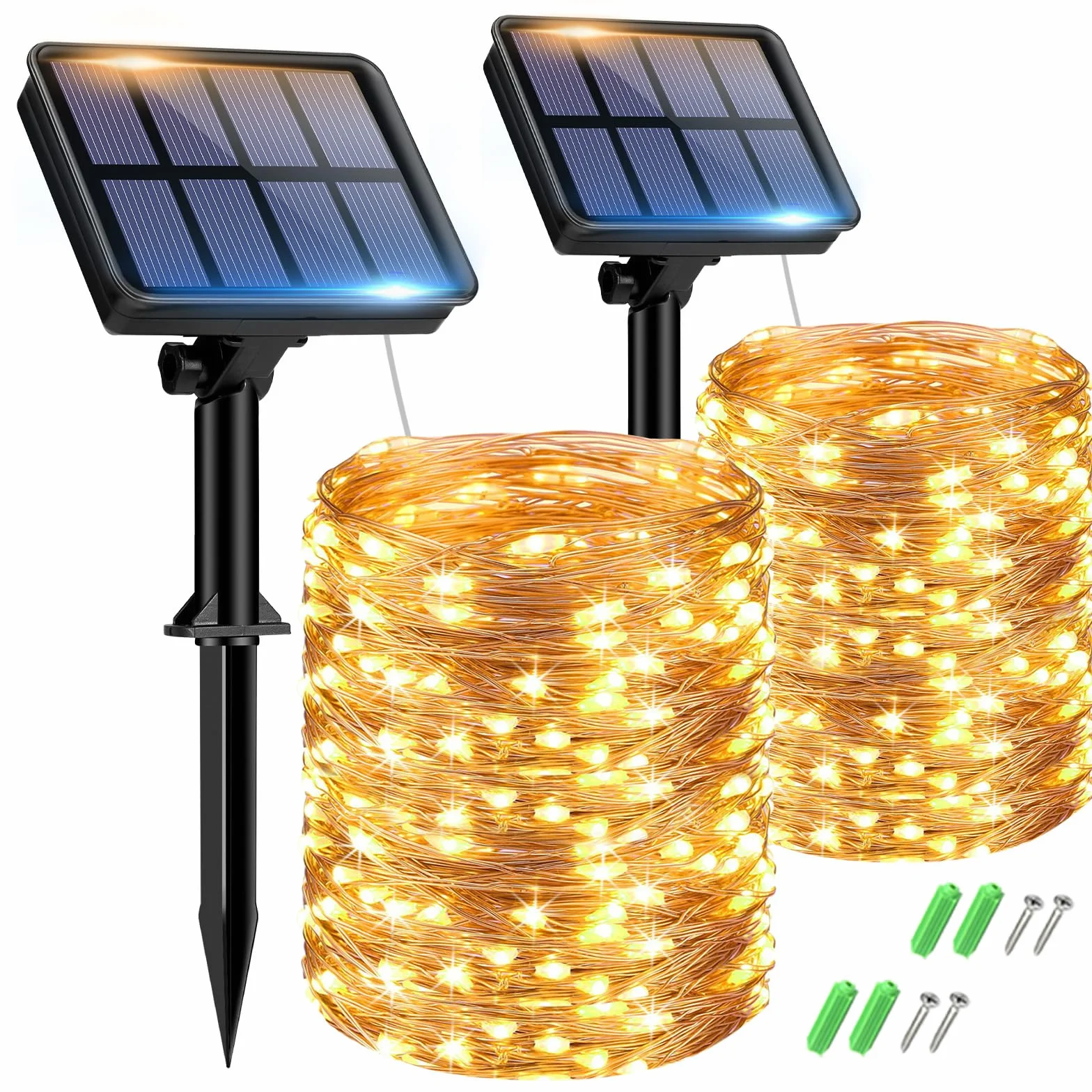 btfarm Guirnaldas Luces Exterior Solar 30M 300 LED 8 Modos Blanco Calido