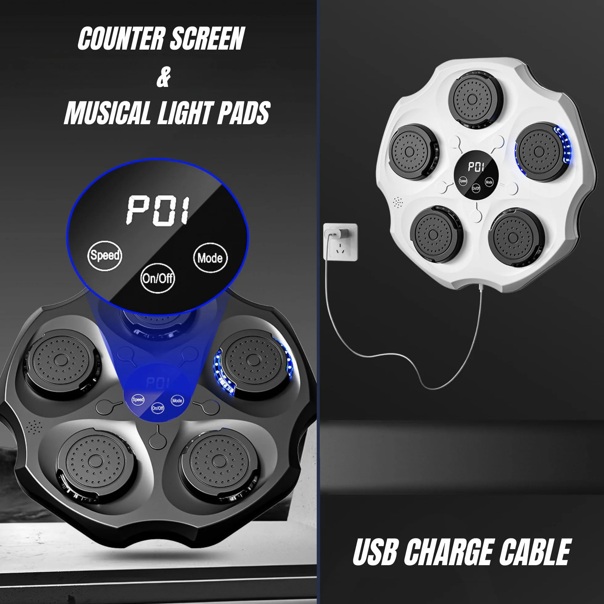 MAGIC SELECT Máquina de Boxeo Musical, Almohadilla de Boxeo LED con Guantes, Bluetooth, Luces al Ritmo