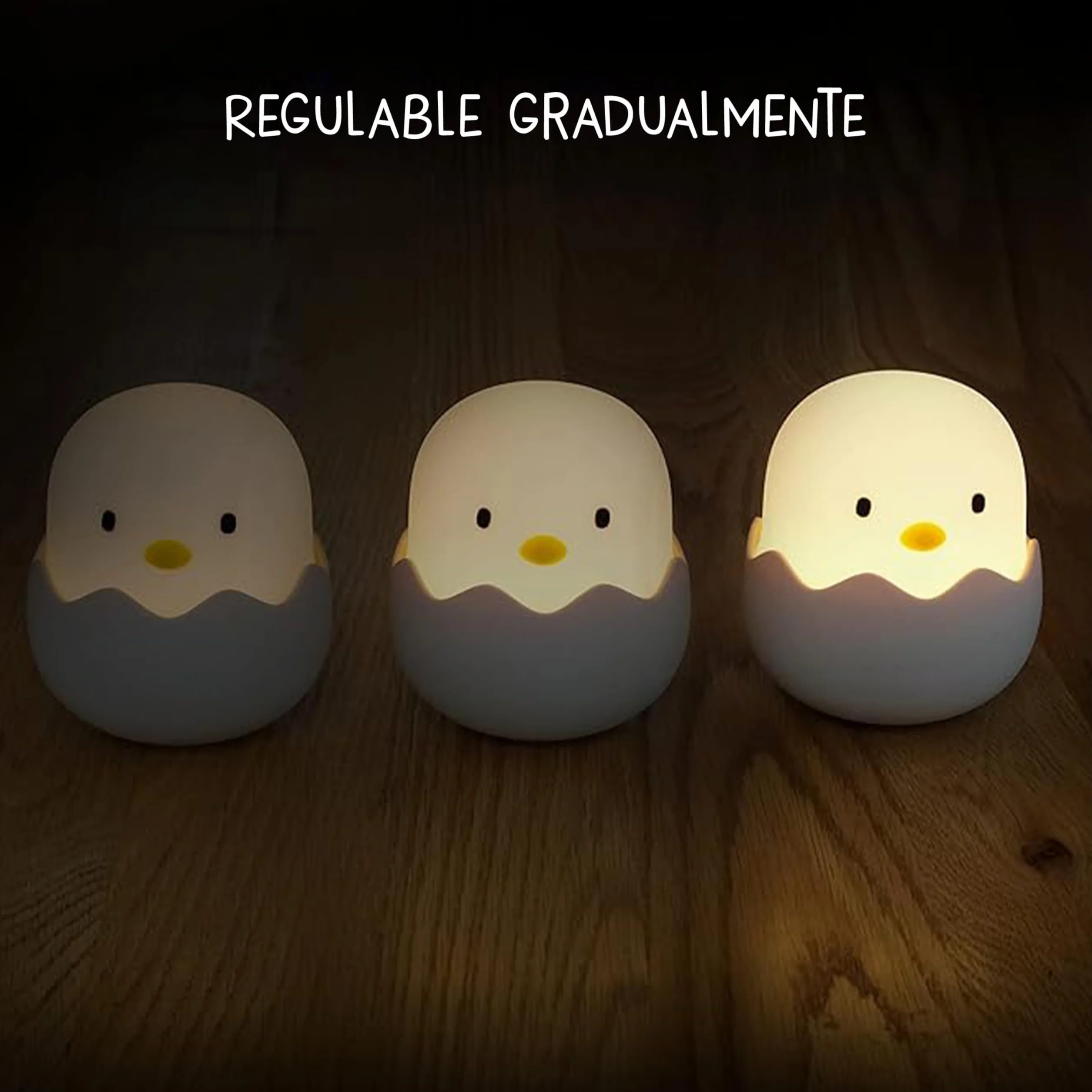 Luz nocturna LED niños MegaLight Eggy Eggy carga USB táctil regulable sin piezas pequeñas