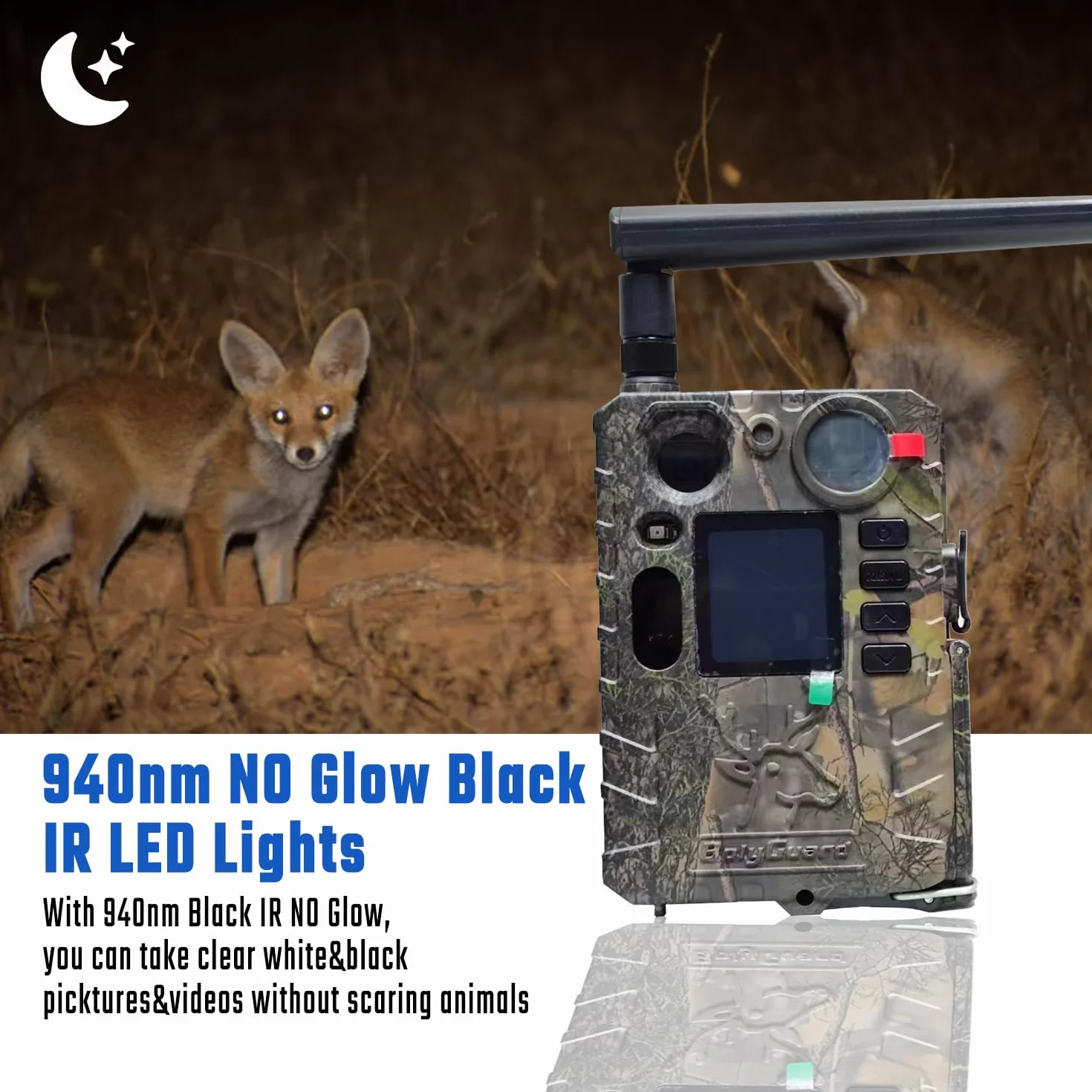 Bolyguard 4G 37MP 4K Cámara Salvaje con Transmisión por Celular, cámara de Caza con visión Nocturna activada por Movimiento, 30 m Visión Nocturna, MMS, GPRS y Correo Electrónico