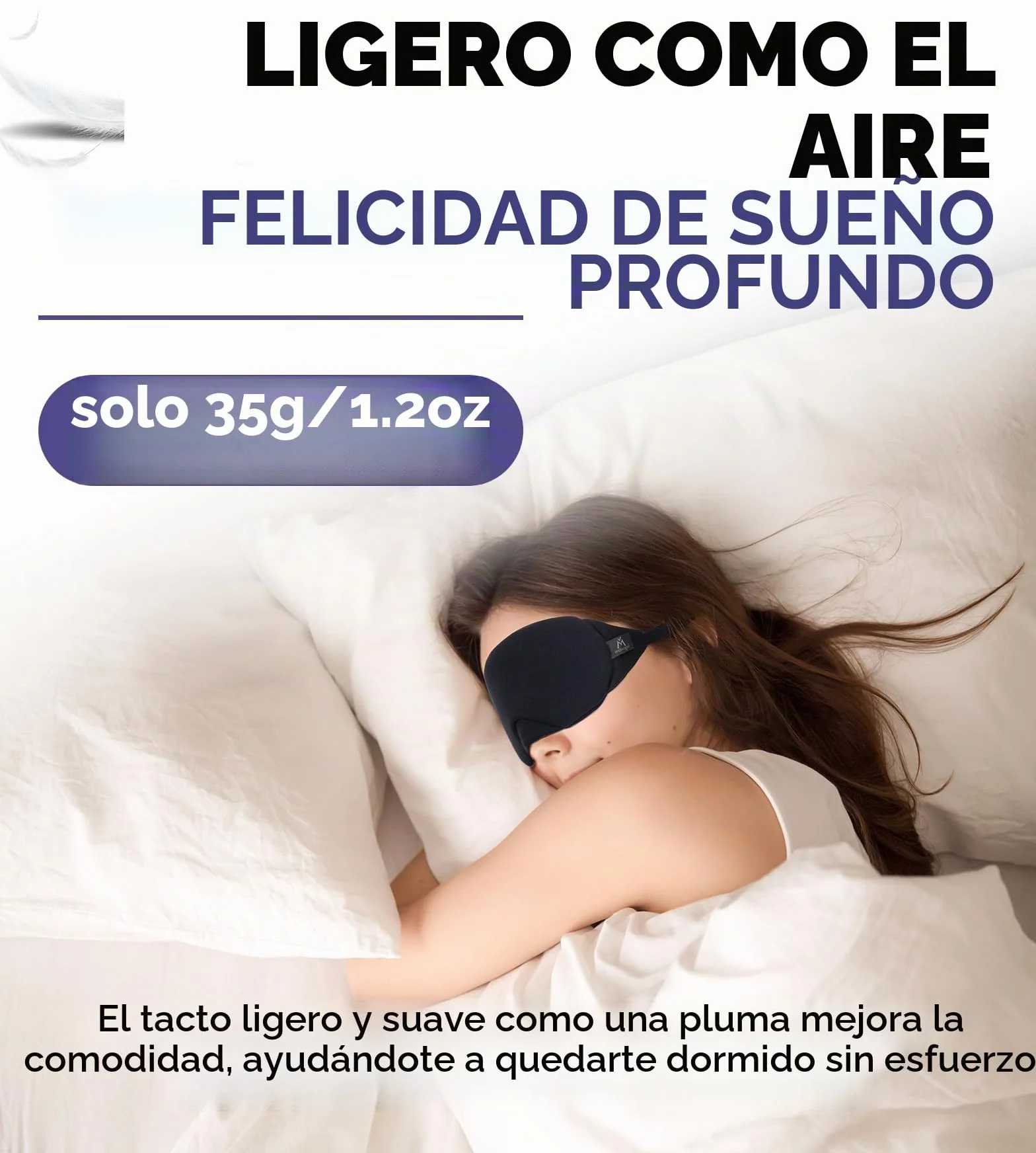 Mavogel Antifaz de algodón para dormir, bloqueo de luz, puente nasal ajustable, incluye bolsa de viaje