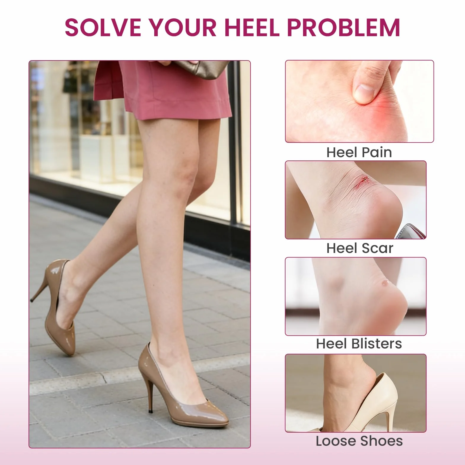 Gel taloneras para zapatos protector talón Bukihome 3 pares suaves antideslizantes Beige