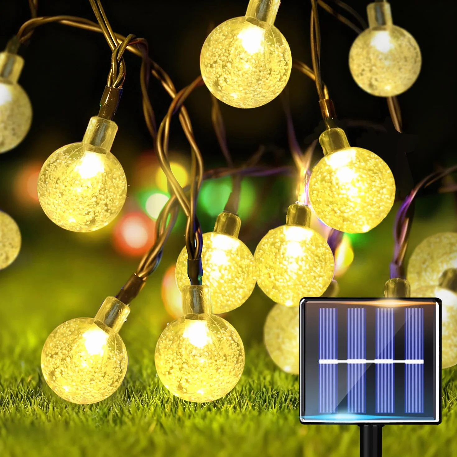 Taiyongkang Guirnaldas Luces Exterior Solar 30 LED 8 m IP65 Cadena de Luces Solares Blanco Cálido