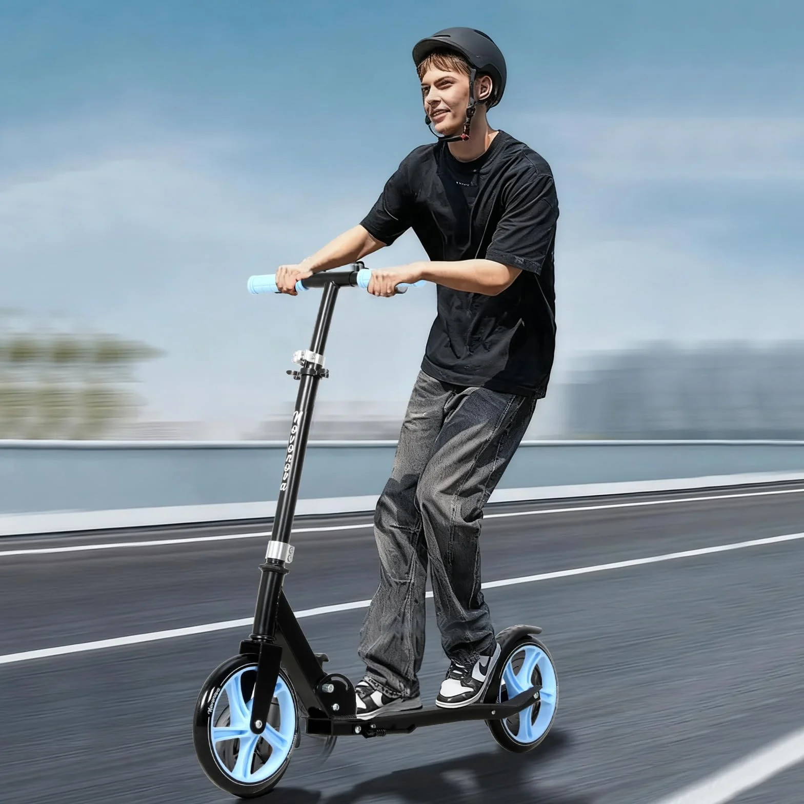 Patinete Scooter Plegable, Patinetes para niños y niñas, 9-14 años con Manillar Ajustable 88-98.5cm, Patinete con 2 Ruedas Grandes 200mm y Freno Posterior, Máx. 100kg