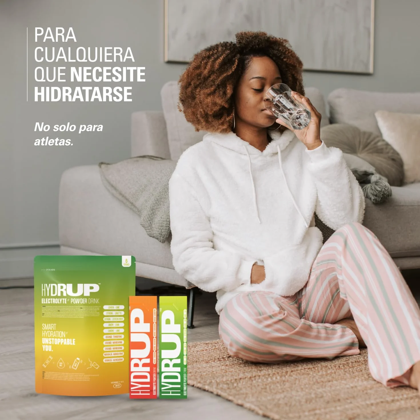 Electrolitos Sin Azucar en Polvo 1733 mg Hidratacion Naranja-Mandarina Lima-Limon Vitaminas Minerales 6 Unidades