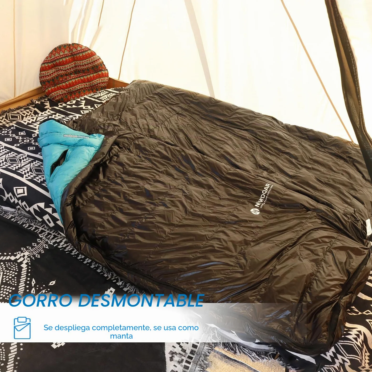 NewDoar Saco de dormir ultraligero para camping, 800 FP, plumón de pato blanco, ultra compacto, forma de momia, primavera, verano, otoño, senderismo y tienda de campaña (ponible)