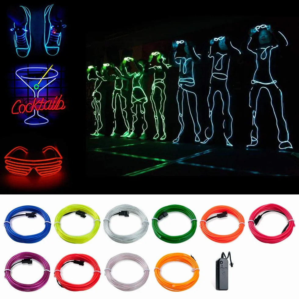 Tira de Luces LED Neon Flexible 5M Azul Helado 3 Modos para Coche Fiestas