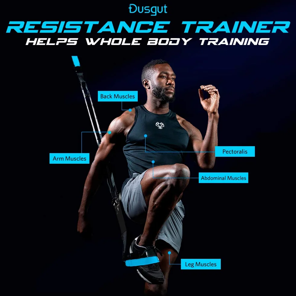 Dusgut Entrenamiento en Suspensión, Bandas Elásticas Fitness, Mejora la Flexibilidad y el Equilibrio, Adecuado para Entrenamiento Muscular, Entrenamiento Central, Ejercicio Aeróbico (Azul)