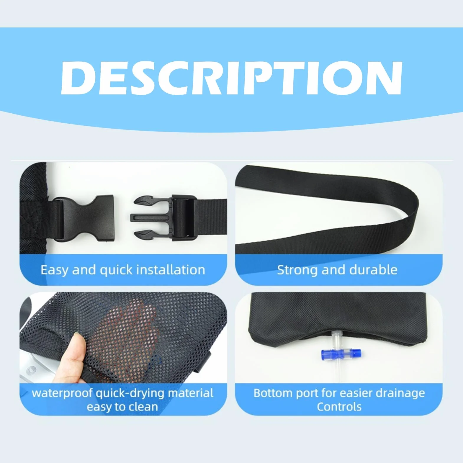 Bolsas para catéter universal, soporte elástico, correa de hombro ajustable (Negro)