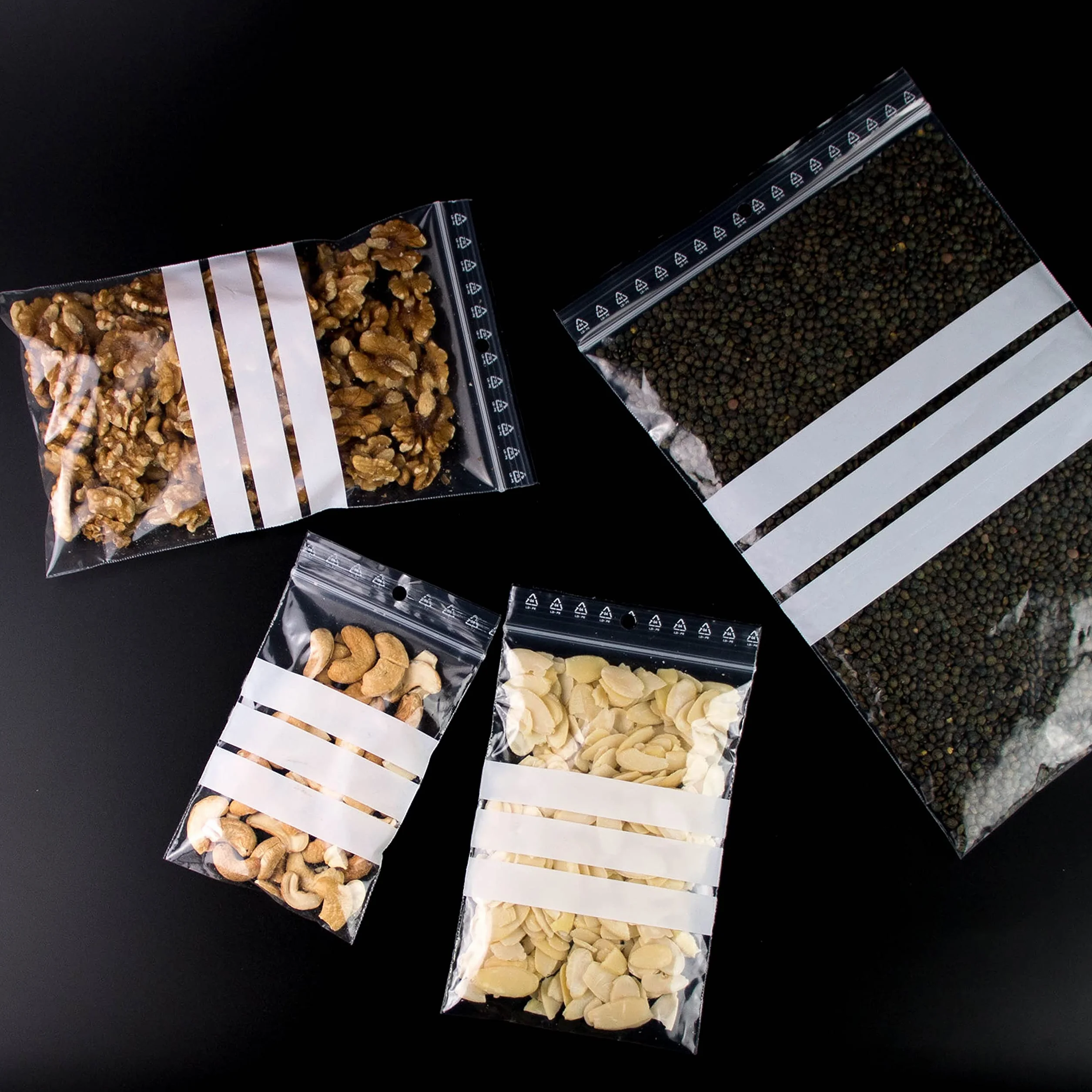 Bolsas transparentes con cierre zip, plástico apto para alimentos, 100 unidades, 12 x 18 cm