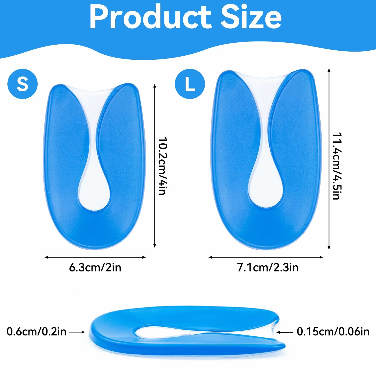 Taloneras Silicona Plantillas de Talón Gel Aliviar Fascitis Plantar Espolon Calcaneo Hombres Mujeres S/35-39