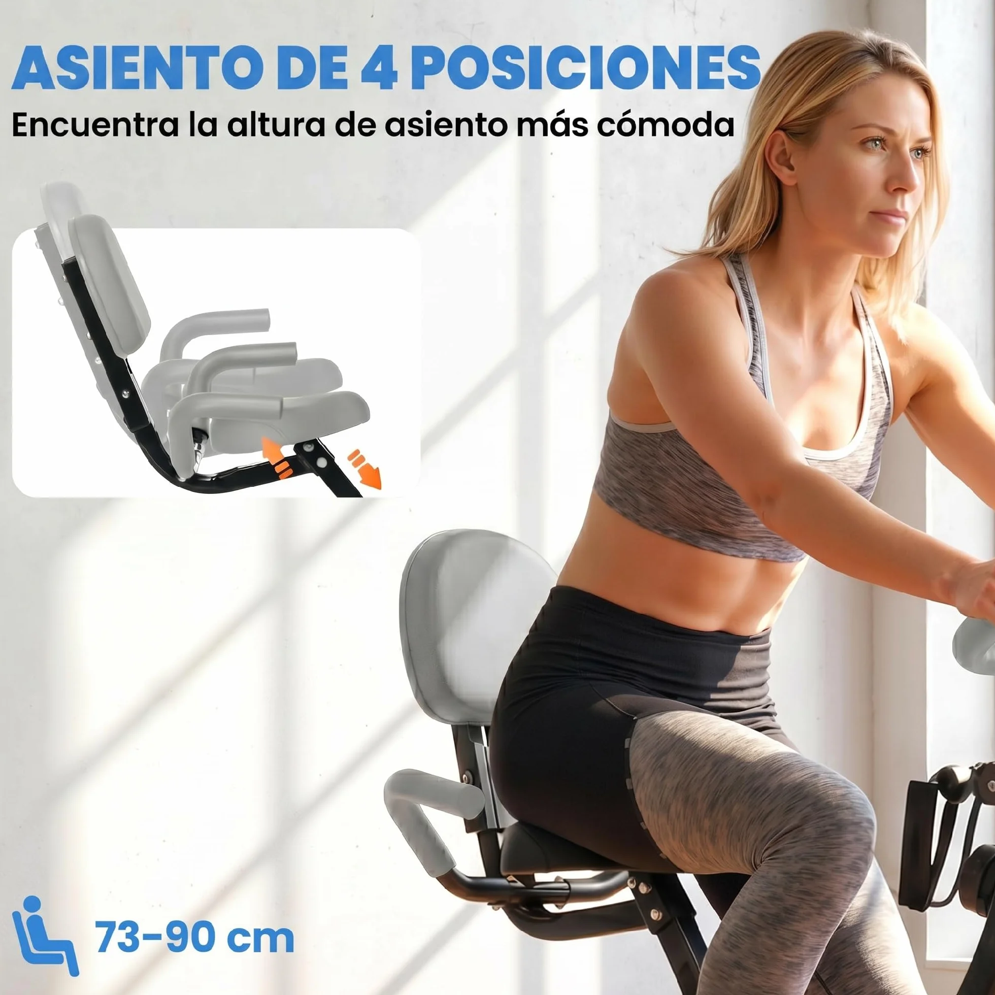 HOMCOM Bicicleta Estática Plegable 3 en 1 con Respaldo y 8 Niveles Resistencia Magnética, Bicicleta Estática para Casa Ajustable con Monitor LCD Volante Banda Sensor de Pulso Soporte de Teléfono