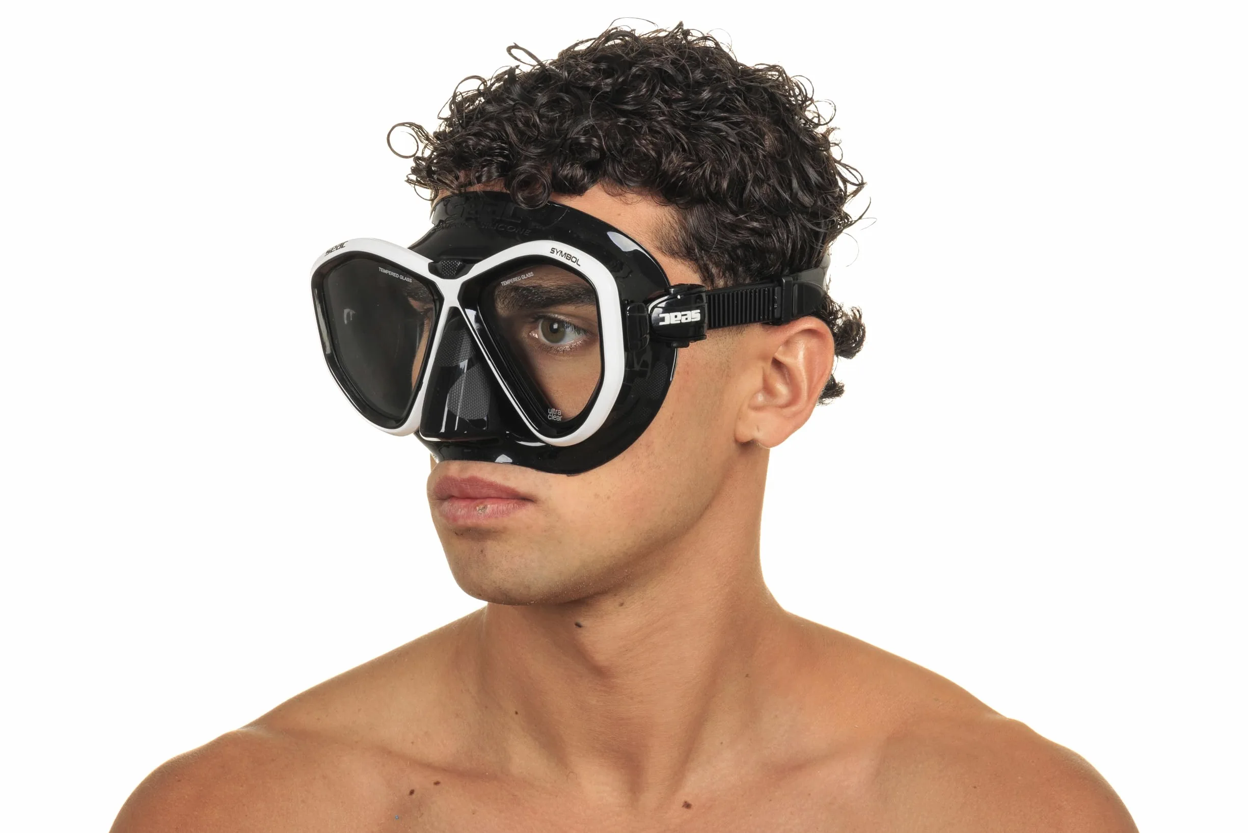SEAC Symbol - máscara de Buceo Made in Italy con Dos Lentes y una Hebilla 3D Directamente en la Falda Unisex Adulto