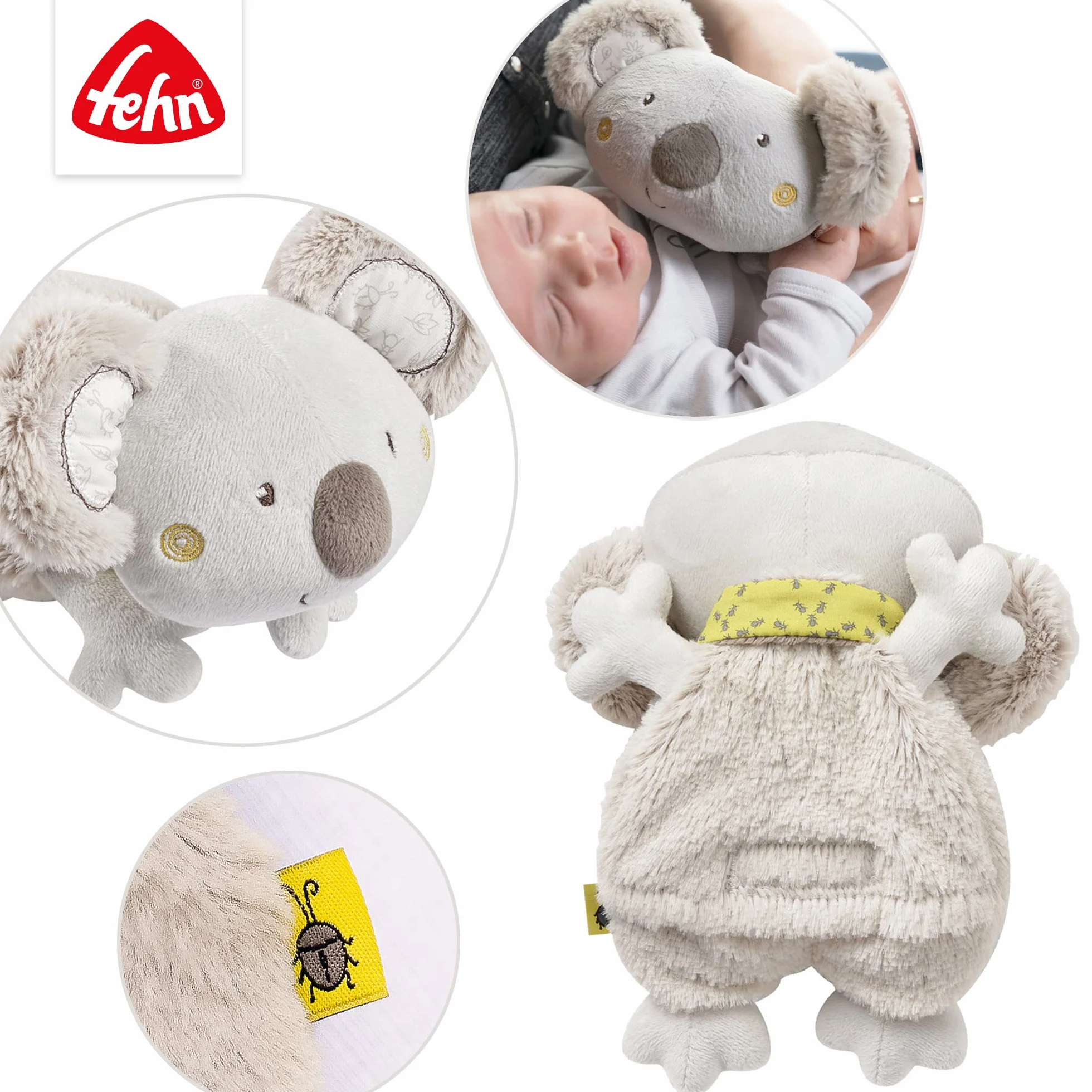 Fehn poduszka termiczna koala - podgrzewana poduszka z pestkami winogron dla niemowląt i małych dzieci od 0 miesięcy