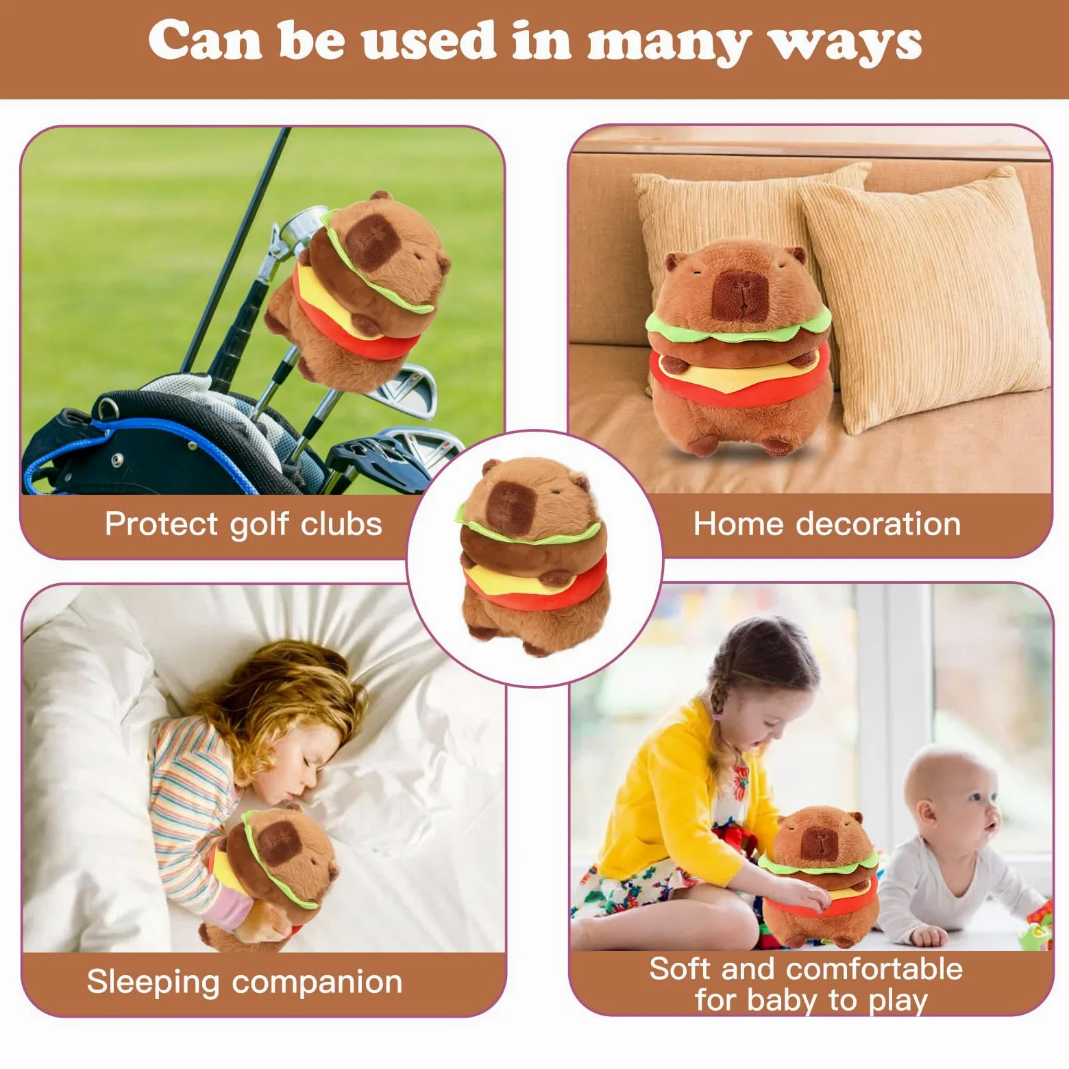 Capybara - Funda para cabeza de golf, diseño de animales lindos, adorable y acogedor, accesorios de golf, funda divertida para cabeza de conductor, se adapta a palos de golf Hybird/Fairway