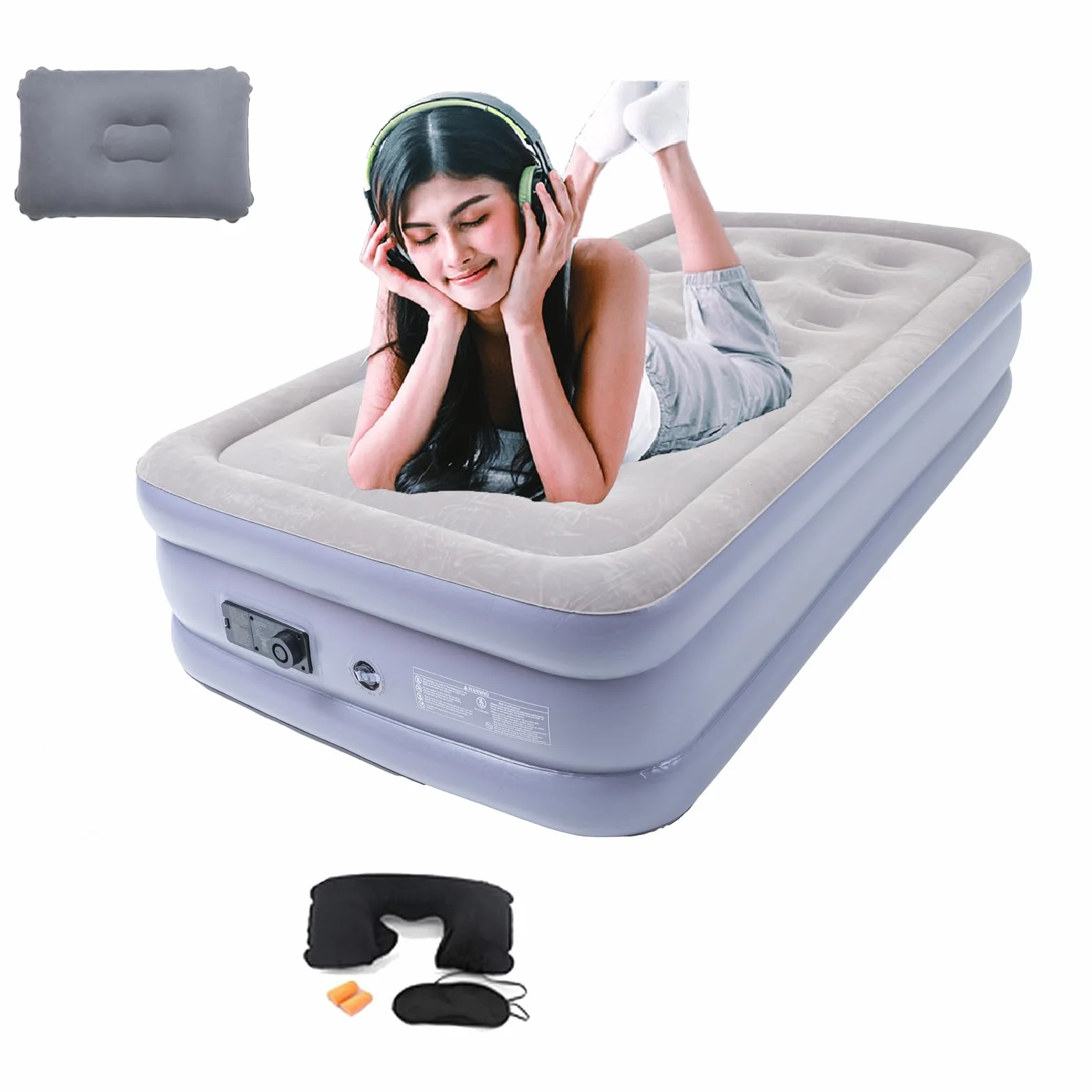 Icelus Colchón Hinchable Cama Hinchable Autoinflable 191 x 99 x 41 cm Apto para 1 Personas Cama de Invitados con Bomba Eléctrica