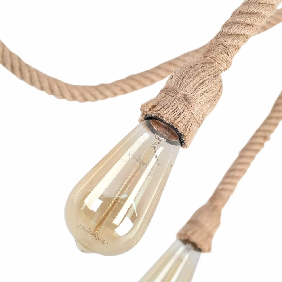 MAXDUYU Lámparas colgantes industriales de cuerda de cáñamo, 3 Luces Lámpara Colgante Techo E27 para Comedor