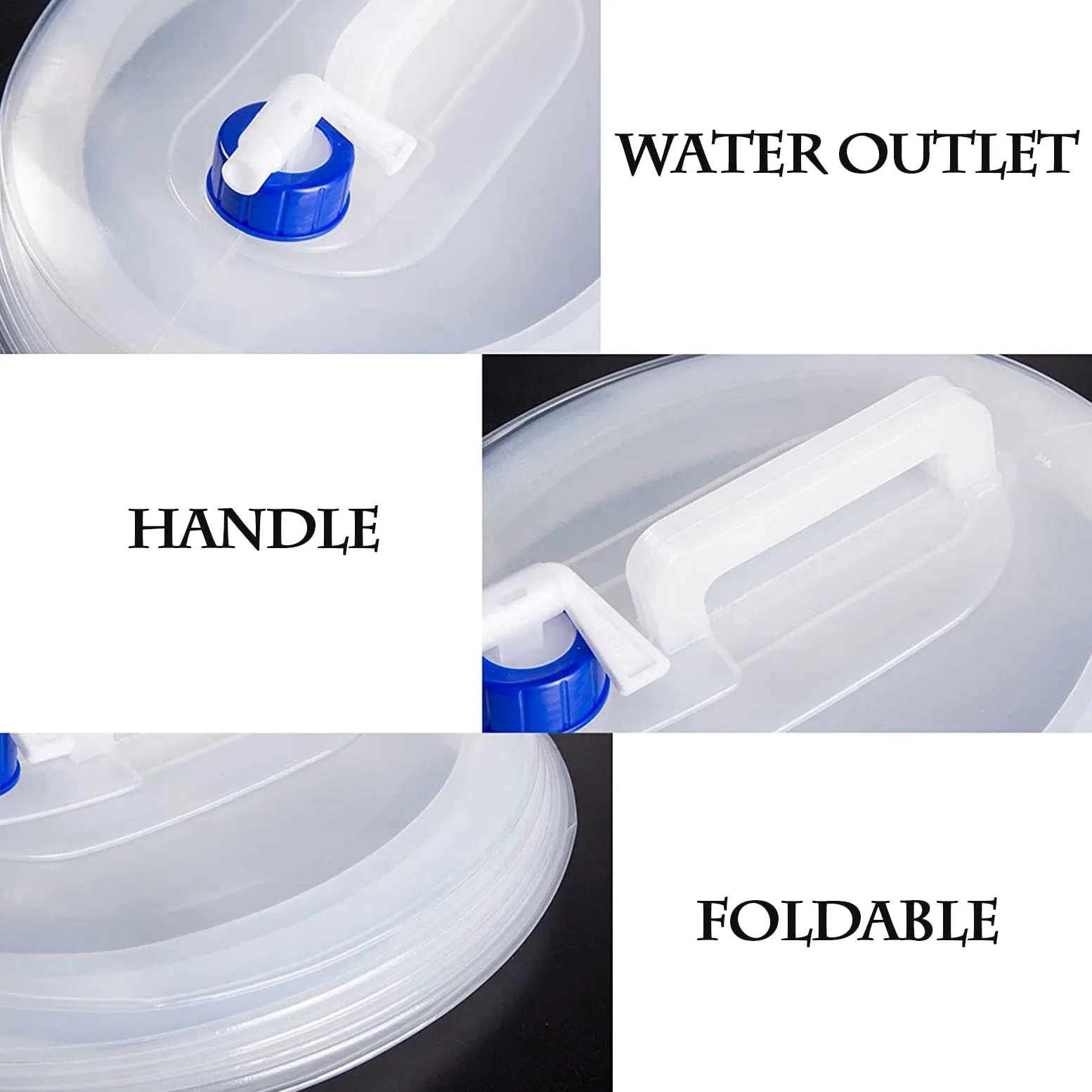 Contenedor de agua plegable, sin BPA, portátil, para camping, con grifo, cubo de agua plegable para actividades al aire libre, picnic, fiesta, barbacoa, pesca