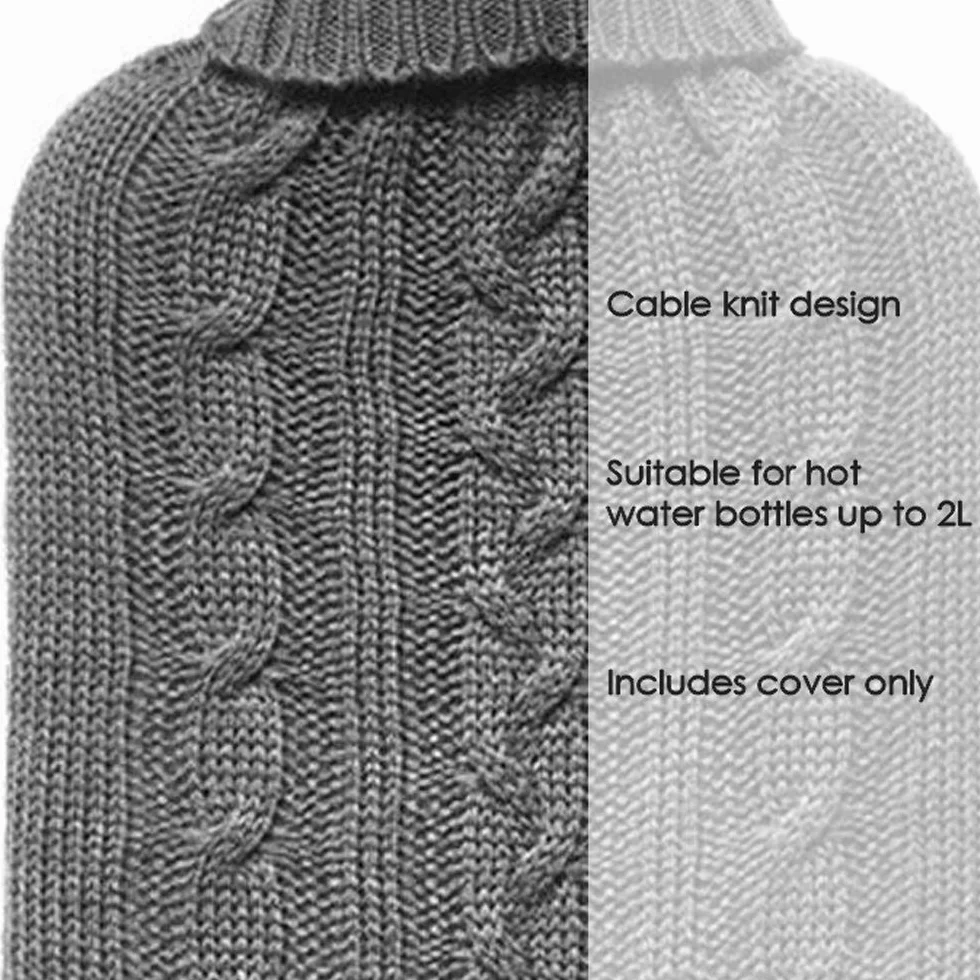 TRIXES Funda de punto aislante para botella de agua caliente, gris, regalo para mujer