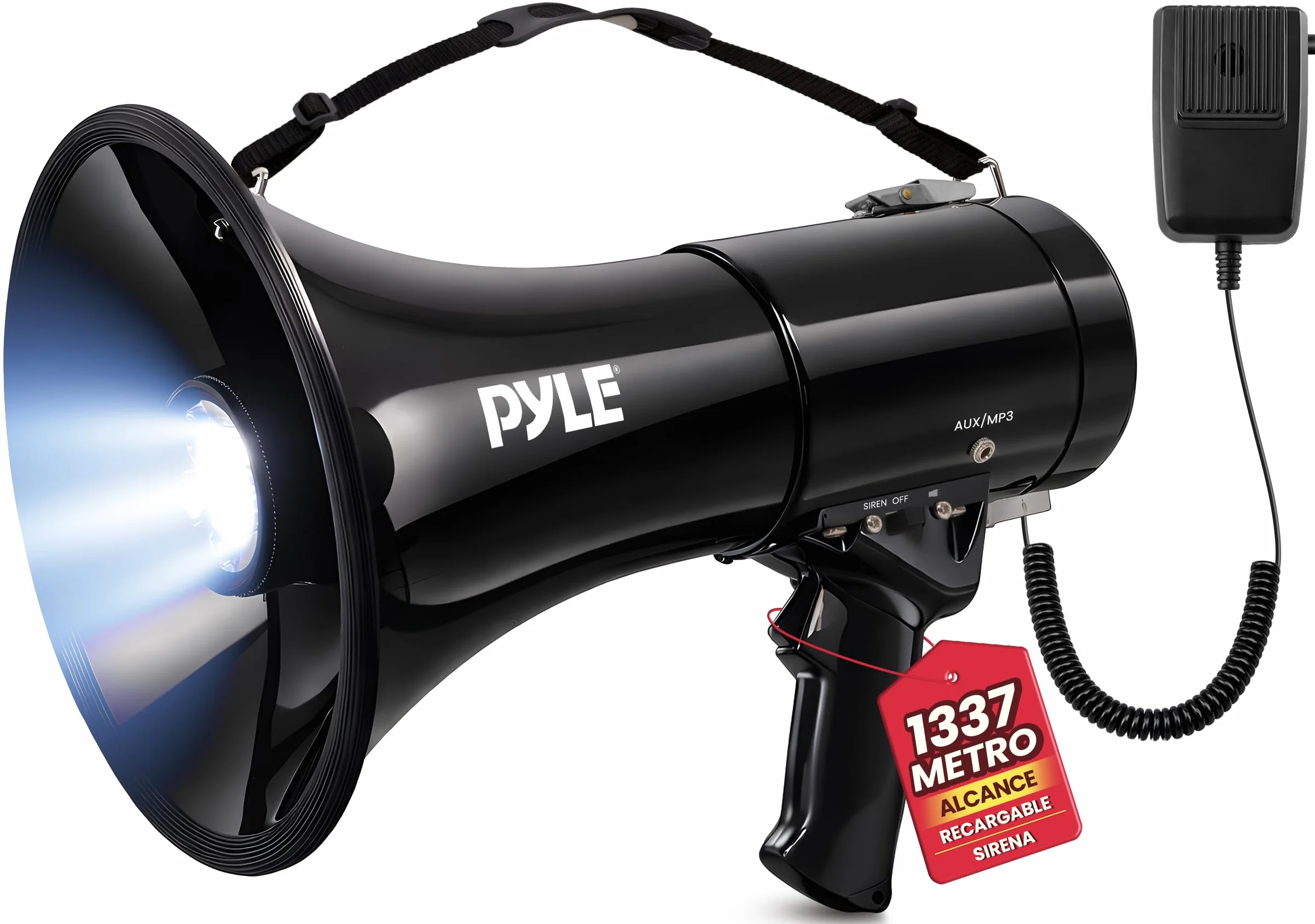 Pyle Altavoz Portátil 50V Sirena Control de Volumen LED