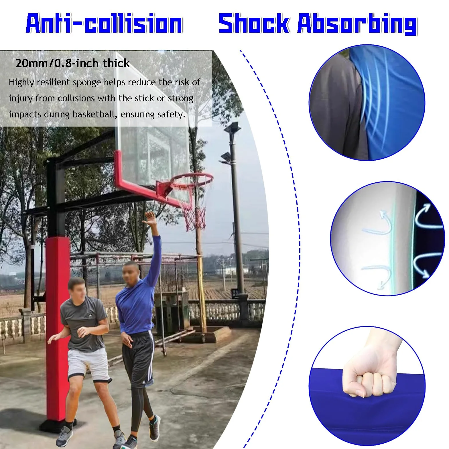 Protector de poste redondo plegable para aros de baloncesto, garaje, instalaciones recreativas, acolchado de seguridad para postes, equipo deportivo versátil