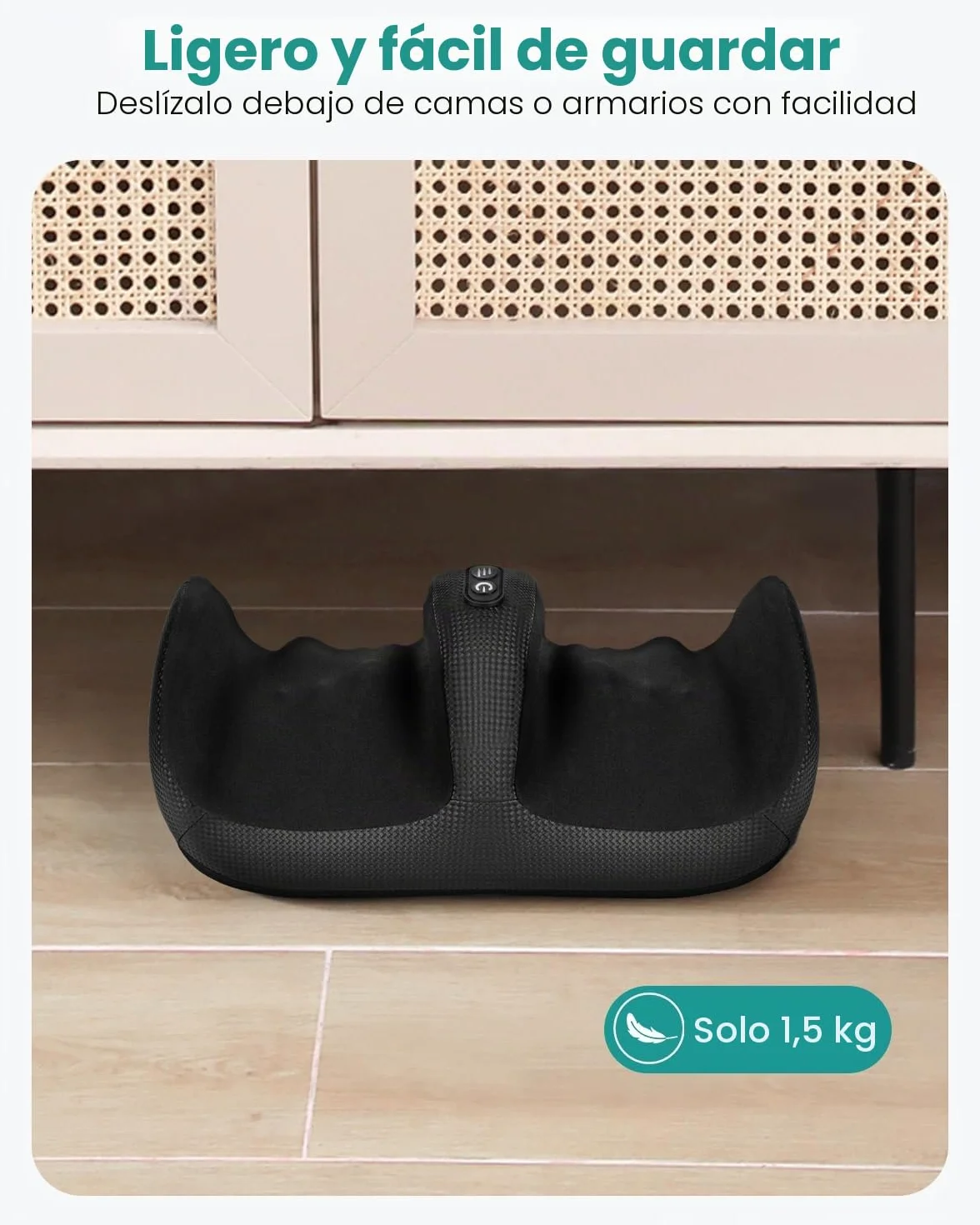 Nekteck Masajeador de Pies con Calor, Shiatsu, Amasado Profundo, Compresión de Aire, Negro