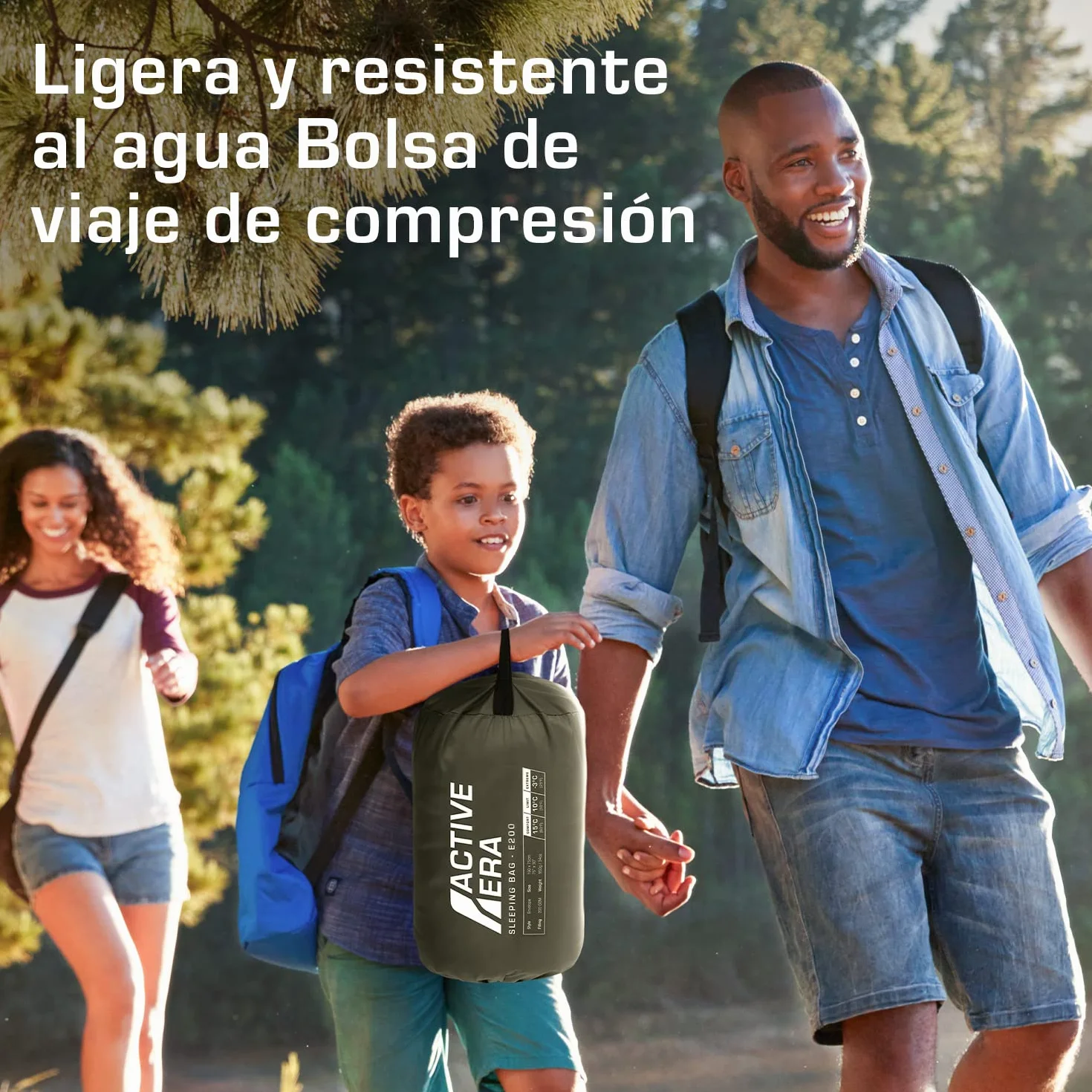 Active Era Saco de Dormir Ligero, 950 g, cálido, Transpirable para Adultos y niños. 10°C a 15°C, Uso Extremo -3°C. Campismo, Viajar, Senderismo, Interior y Exterior - 190 x 75cm