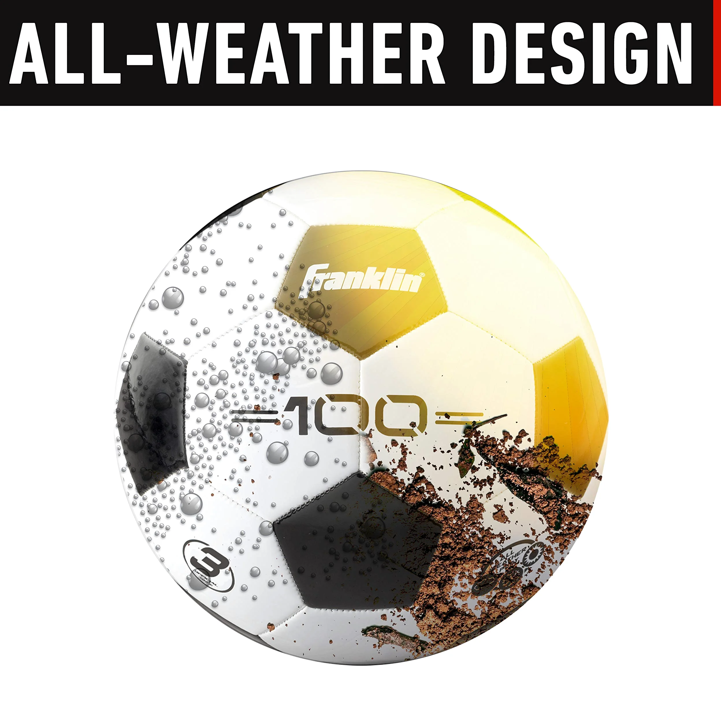 Franklin Sports Juego de 100 balones de fútbol para jóvenes y Adultos, tamaño 3, 4 + 5 Tradicional, Individual + 12 Paquetes, Color Negro y Blanco