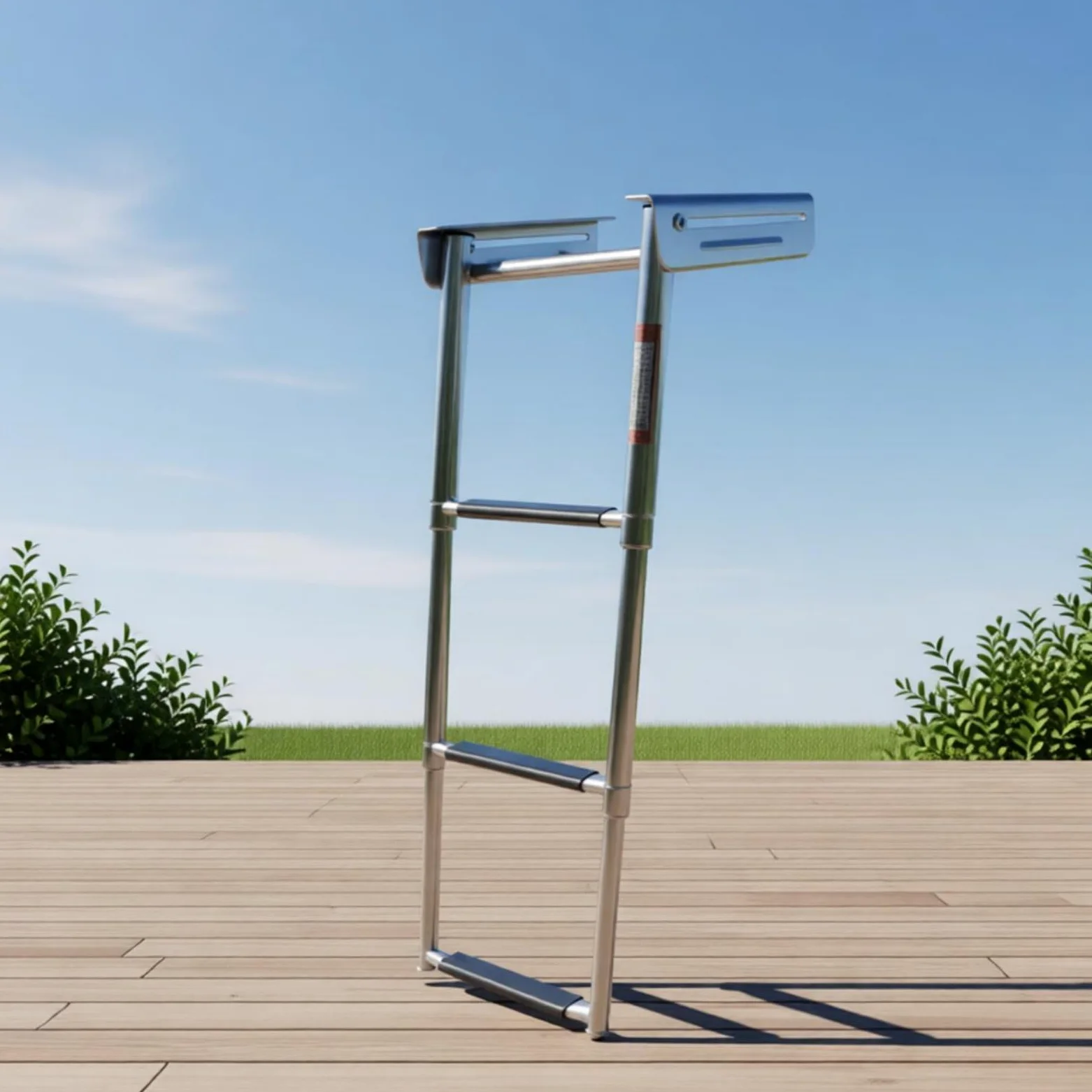 B Baosity Escalera Marina Plegable Extensible Antideslizante Acero Inoxidable 316 Retráctil Bajo con Cuerda Elástica Adecuada para Yates Lanchas Rápidas Pontones Embarques en Muelle, 3 Pasos