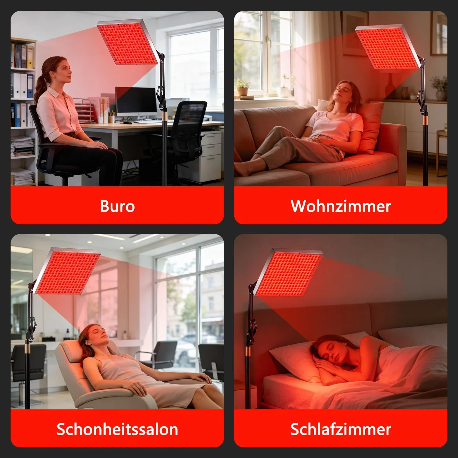 Lámpara de Luz Roja Infrarroja Corporal y Facial 225 LED 660nm 850nm Terapia
