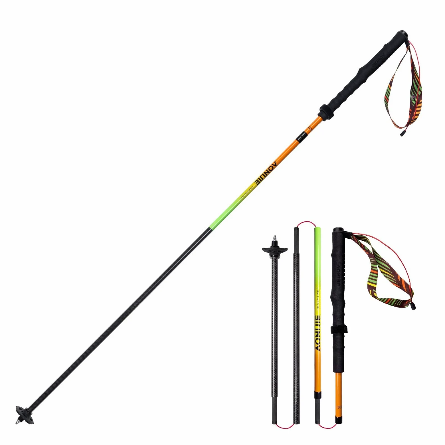 AONIJIE Prueba de Carbono Trekking Polonia Plegable, Ligero, Para Senderismo, Correr, Camin
