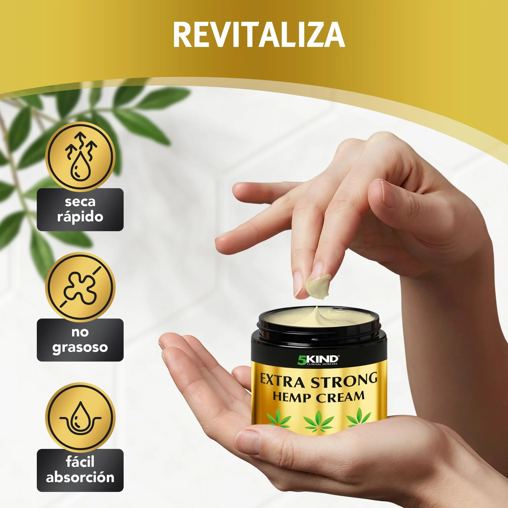 5kind Crema de cáñamo extra fuerte 300 ml - Crema de aceite de cañamo y árnica - Rica en extractos naturales