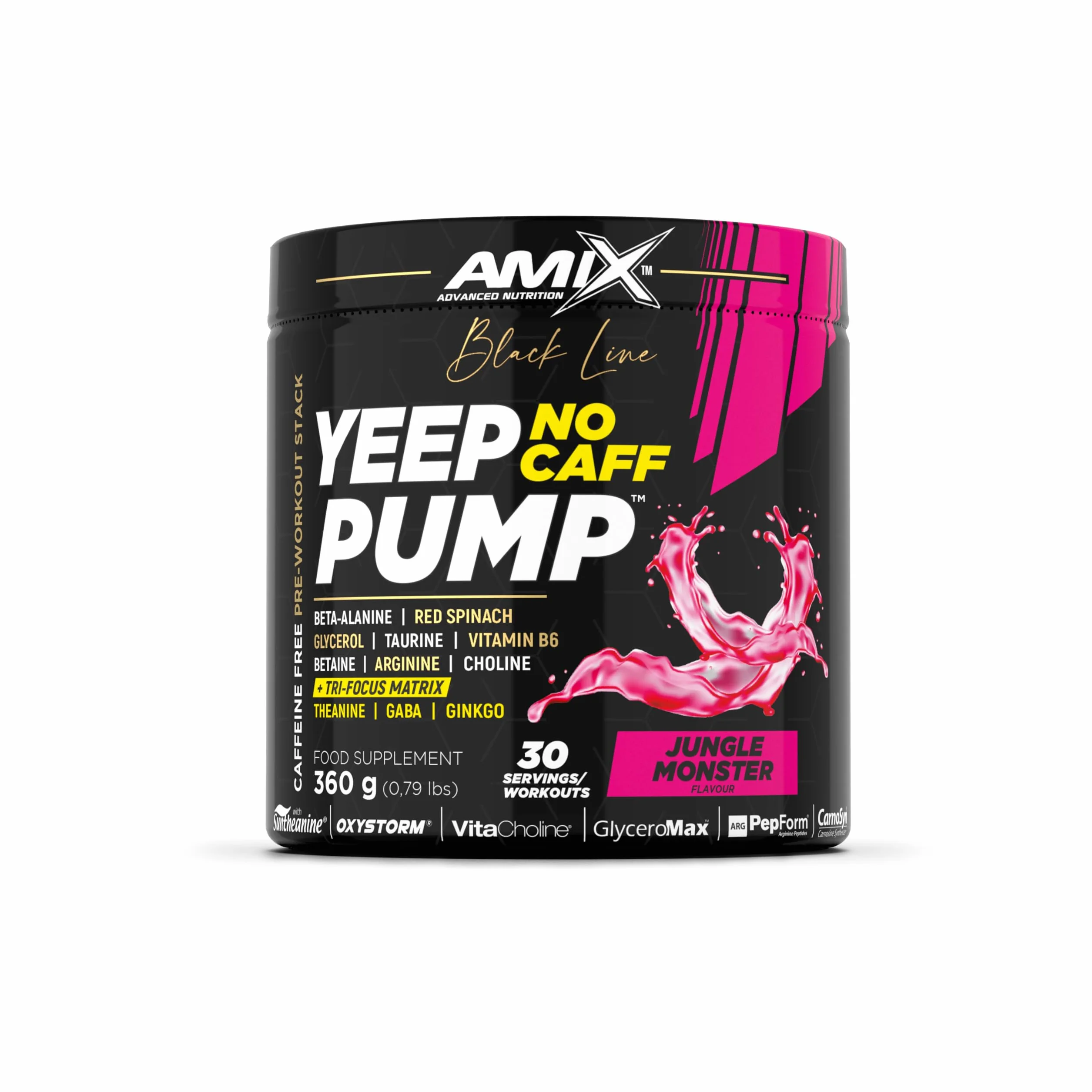Amix Black Line YEEP PUMP NO CAFF 360 GR Pre-Entreno Sabor Jungle Monster